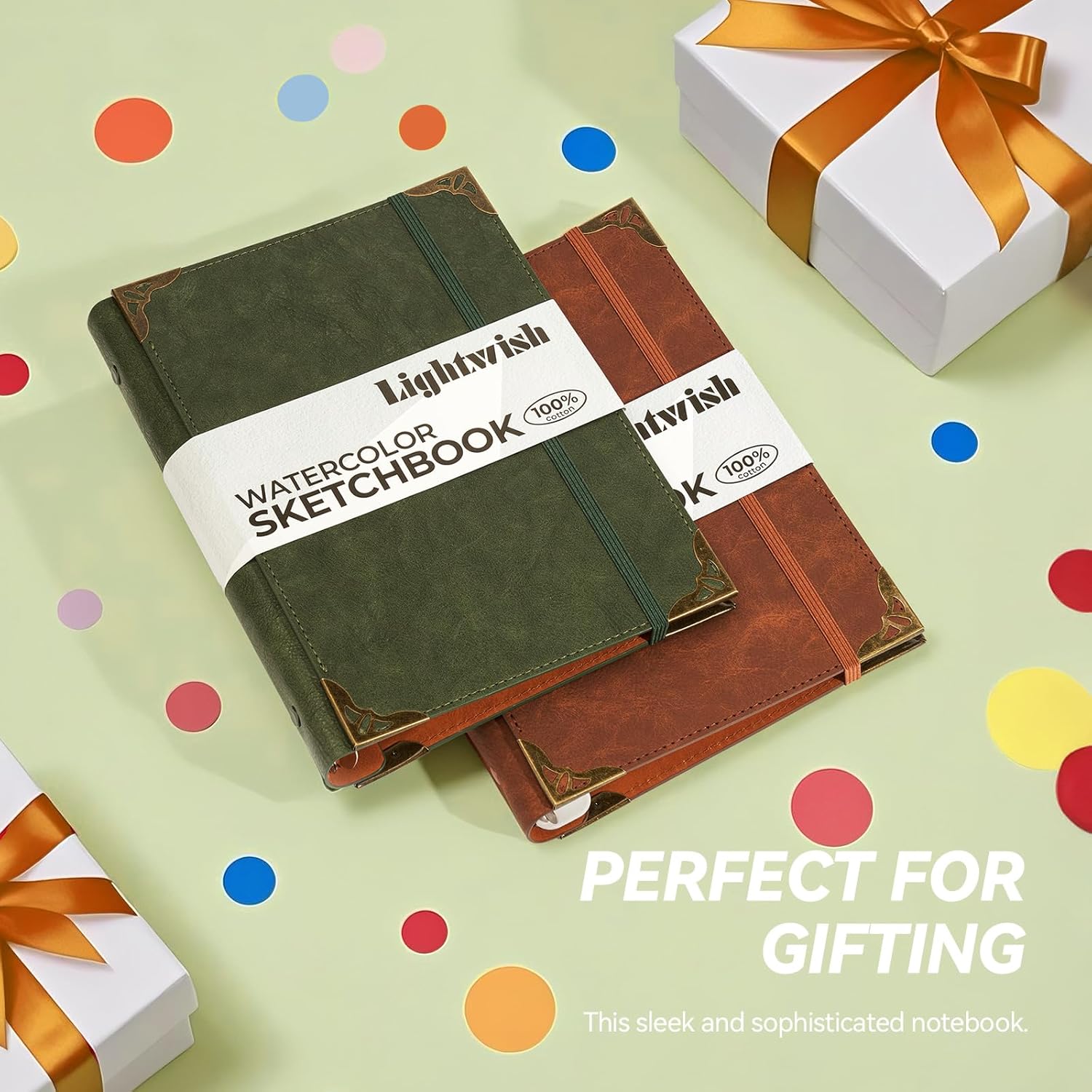 Lightwish Watercolor Sketchbook,100% Cotton Acid Free Watercolor Journal,300gsm/140lb Hot Press Watercolor Paper for Artists,Adults,Students,2