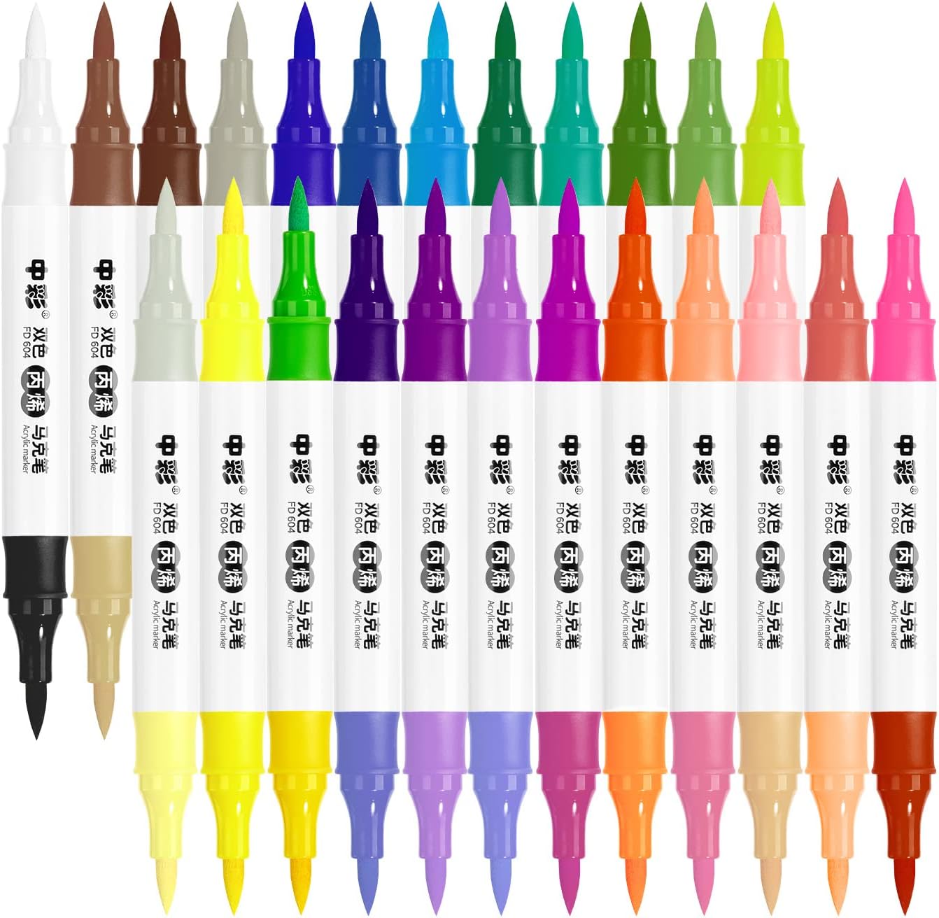 Lightwish Acrylfarbenmarker in 48 Farben, verbesserte Doppelspitze und Acrylfarbenstifte in zwei Farben