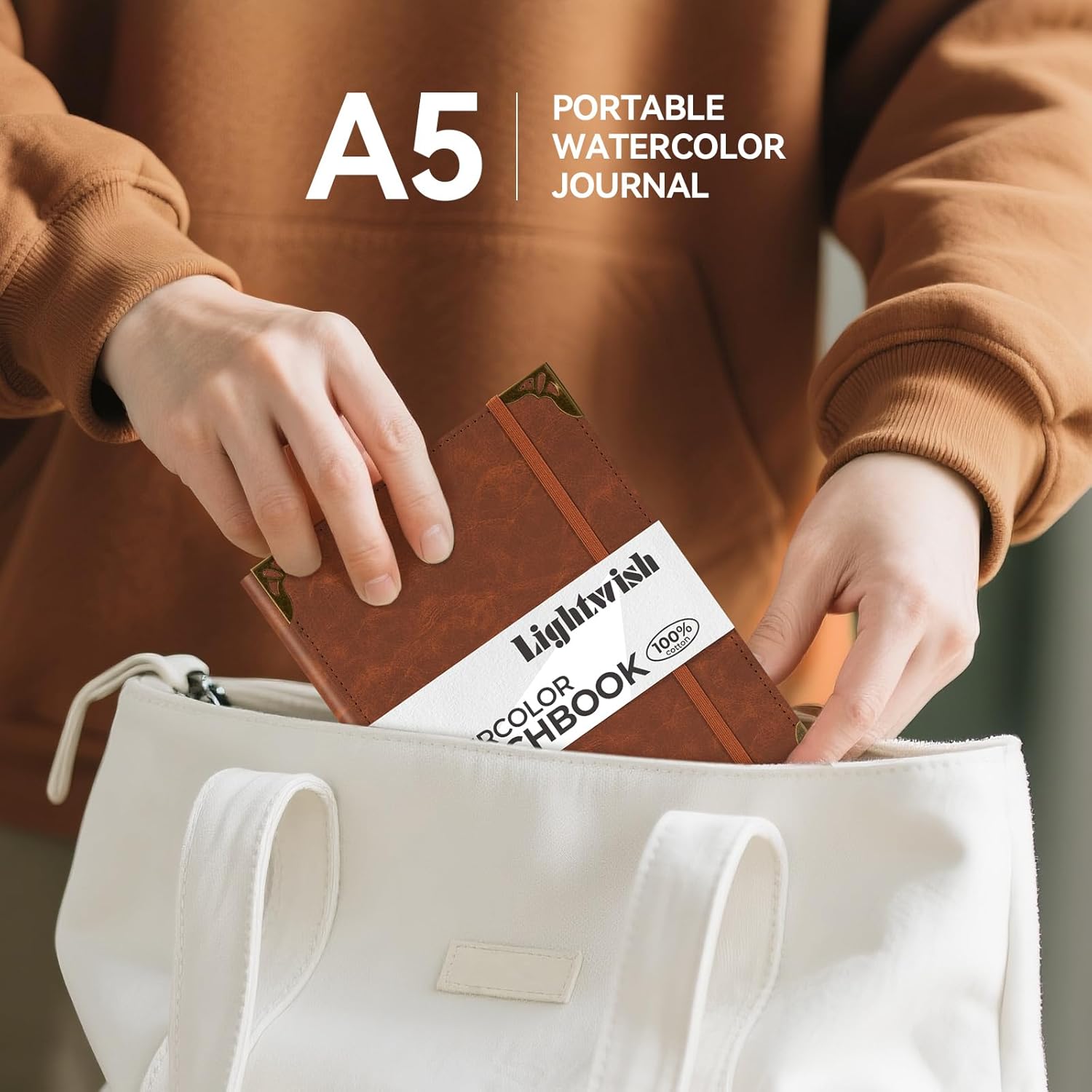 Lightwish Watercolor Sketchbook,100% Cotton Acid Free Watercolor Journal,300gsm/140lb Cold Press Watercolor Paper for Artists,Adults,Students,20 Sheets,5.8 * 8.2 Inches Paper