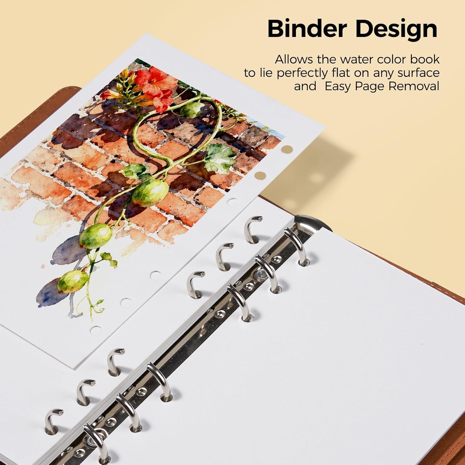 Lightwish Watercolor Sketchbook 100% Cotton, 300gsm (140lb) - 6.69" x 3.94" Hot Press Watercolor Paper Journal Notebook - 20 Sheets with PU Leather Cover for Drawing Mixed Media