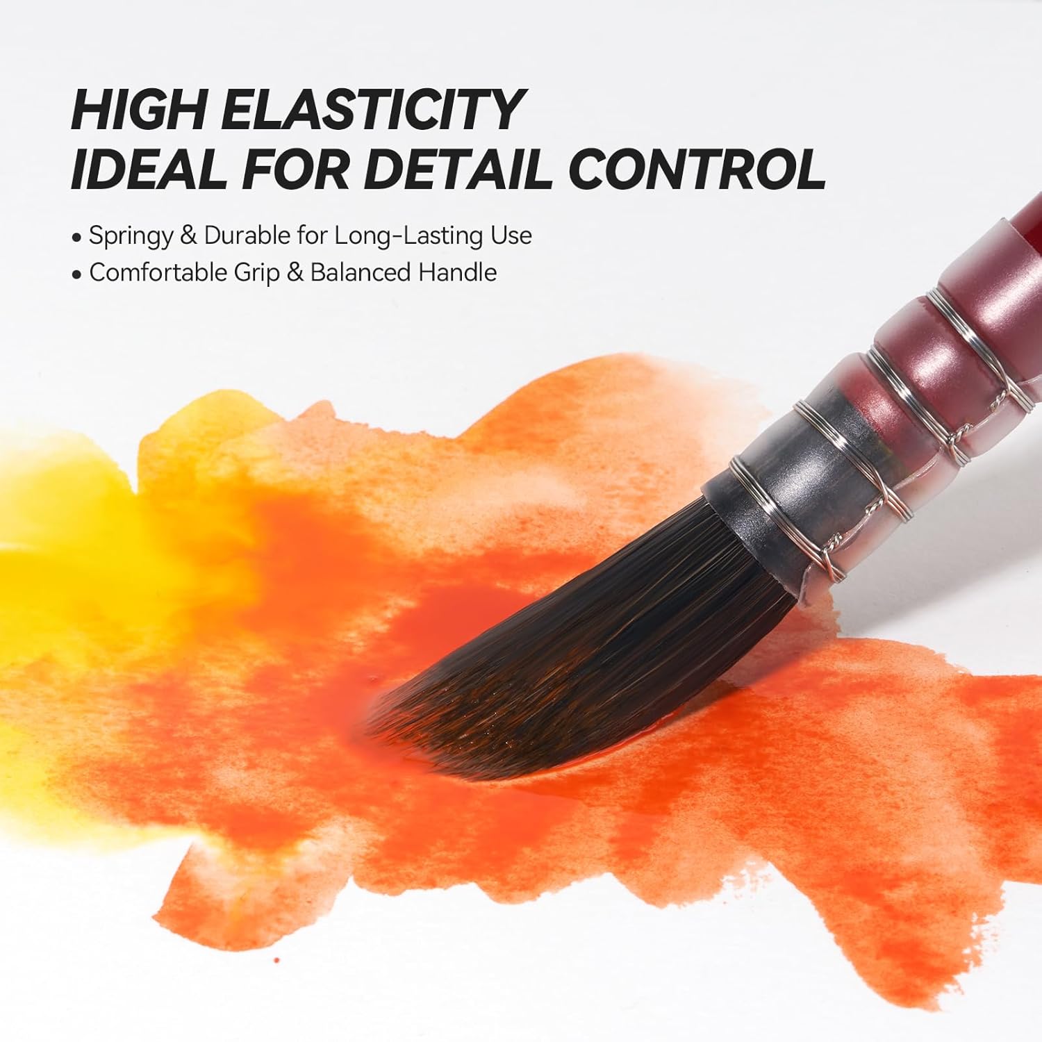 Lightwish Watercolor Brushes Set, Synthetic Hair Paint Brushes Kit for Artists, Adults, and Hobbists, Pointed Round Mop Brush for Watercolor, Gouache,9 Pcs （#0#1#2#3#4#5#6#7#8）