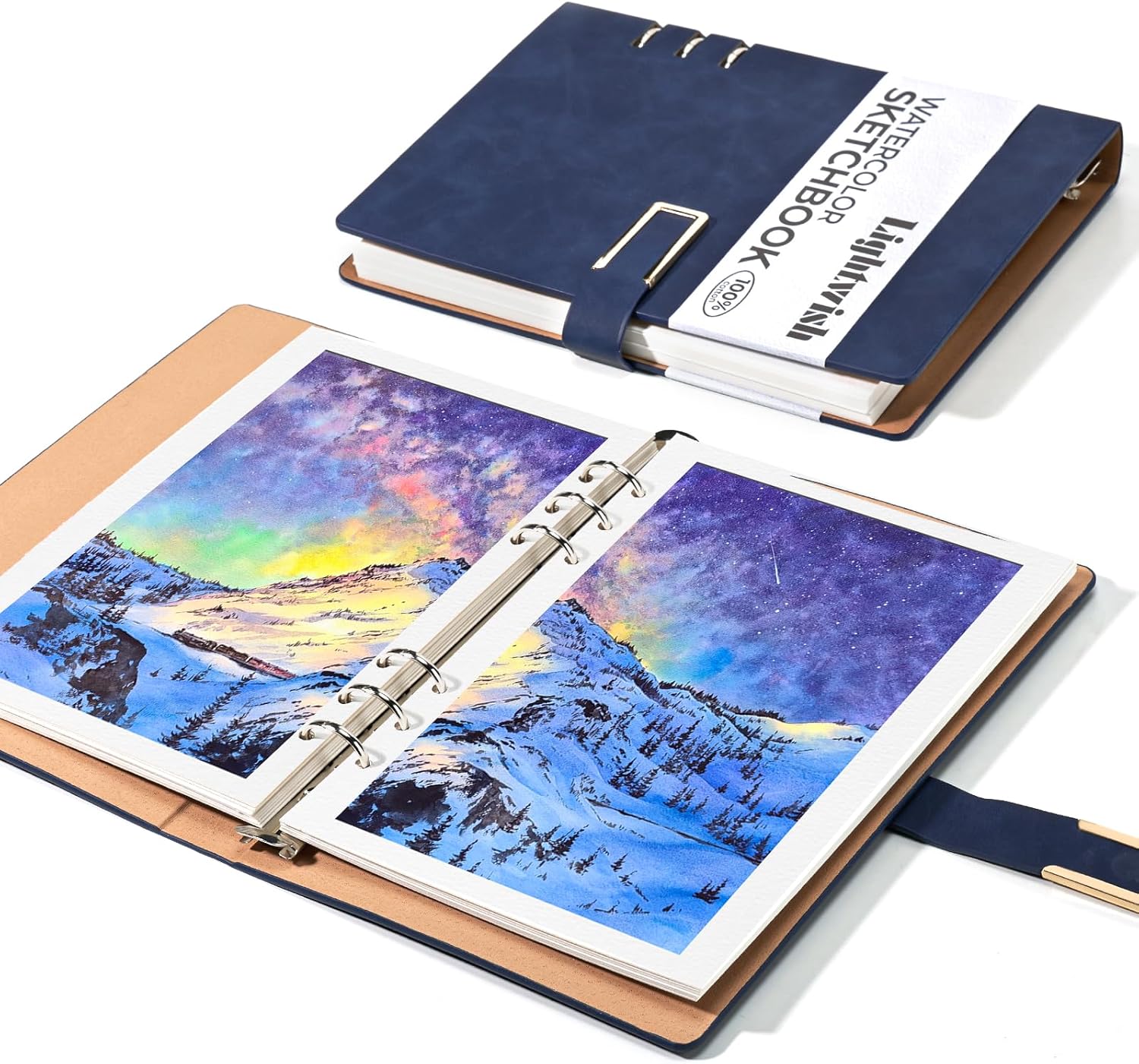 Lightwish Watercolor Sketchbook,100% Cotton Acid Free Watercolor Journal,600gsm Cold Press Watercolor Paper for Artists,Adults,Students,12 Sheets,5.8 * 8.2 Inches Paper