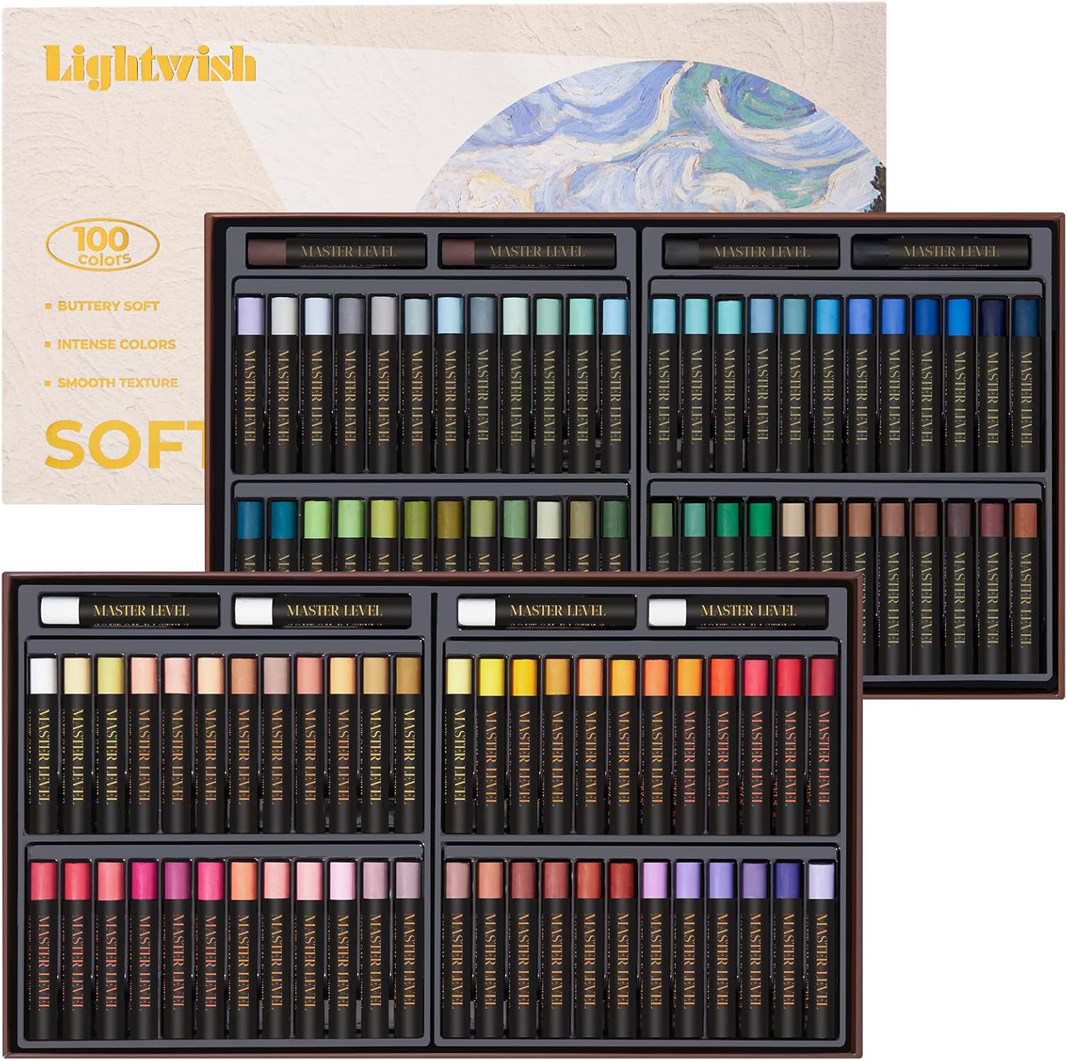 Lightwish Professionelle Ölpastelle, 48 leuchtende Farben plus 4 Weiß, 52er-Set, cremige und pigmentierte weiche Künstler-Ölpastelle zum Mischen, Schichten und Schattieren