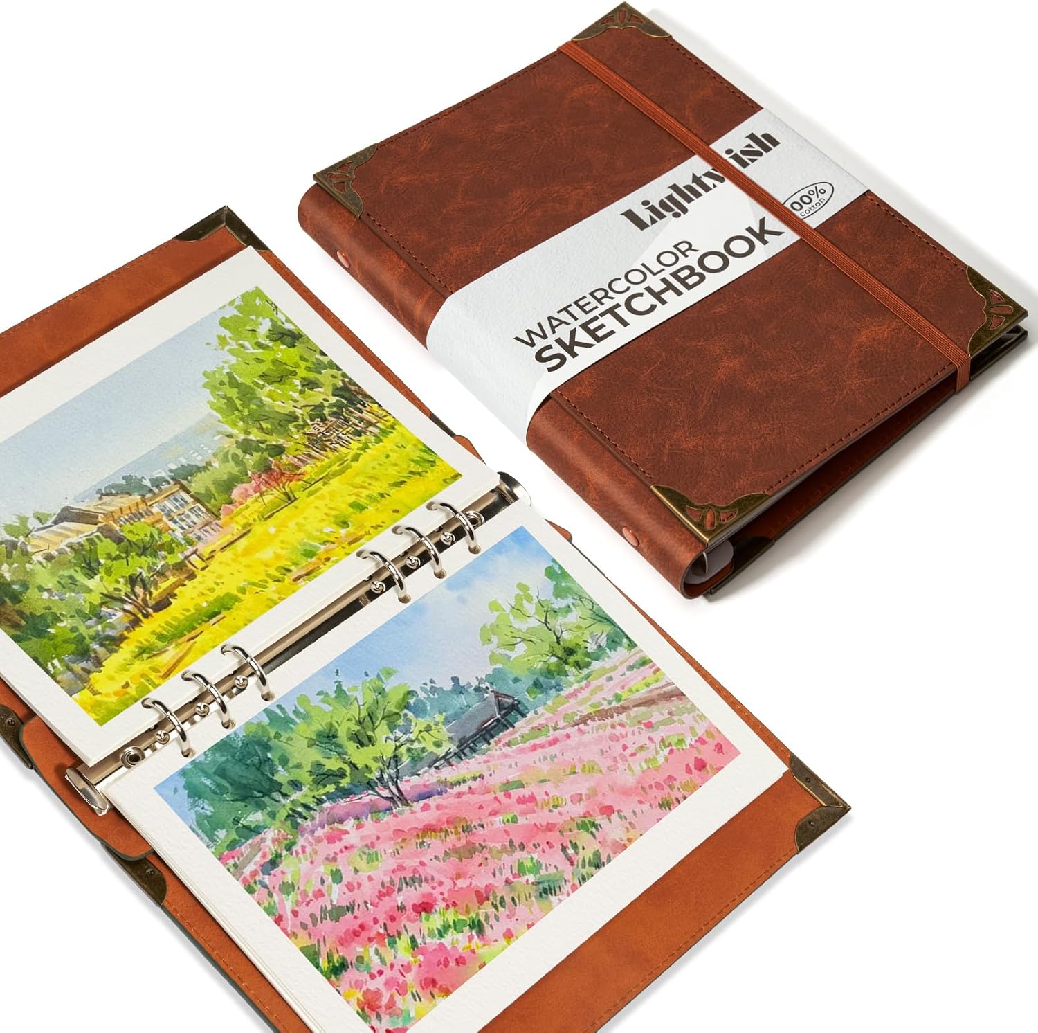 Lightwish Watercolor Sketchbook,100% Cotton Acid Free Watercolor Journal,300gsm/140lb Cold Press Watercolor Paper for Artists,Adults,Students,20 Sheets,5.8 * 8.2 Inches Paper