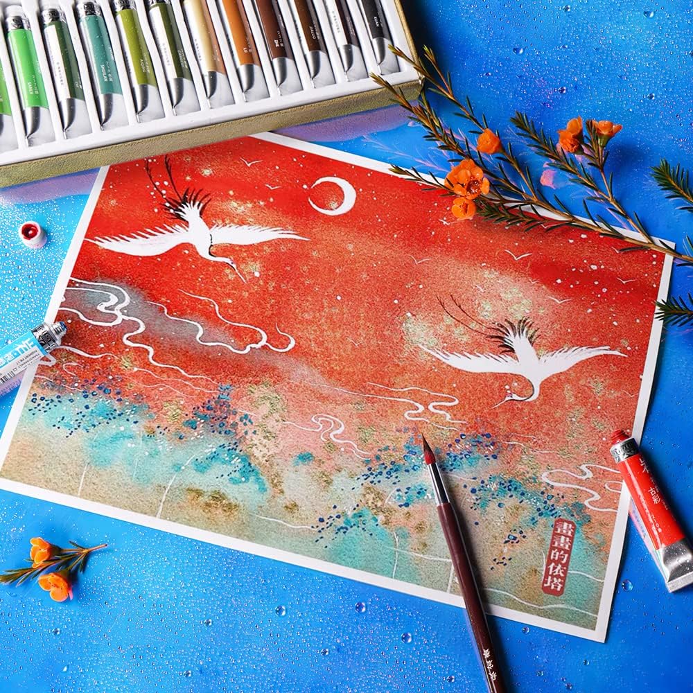 Pinceaux à aquarelle, pinceau rond professionnel, parfait pour la peinture artistique, les fournitures d'art, l'illustration (Brush XY09) 