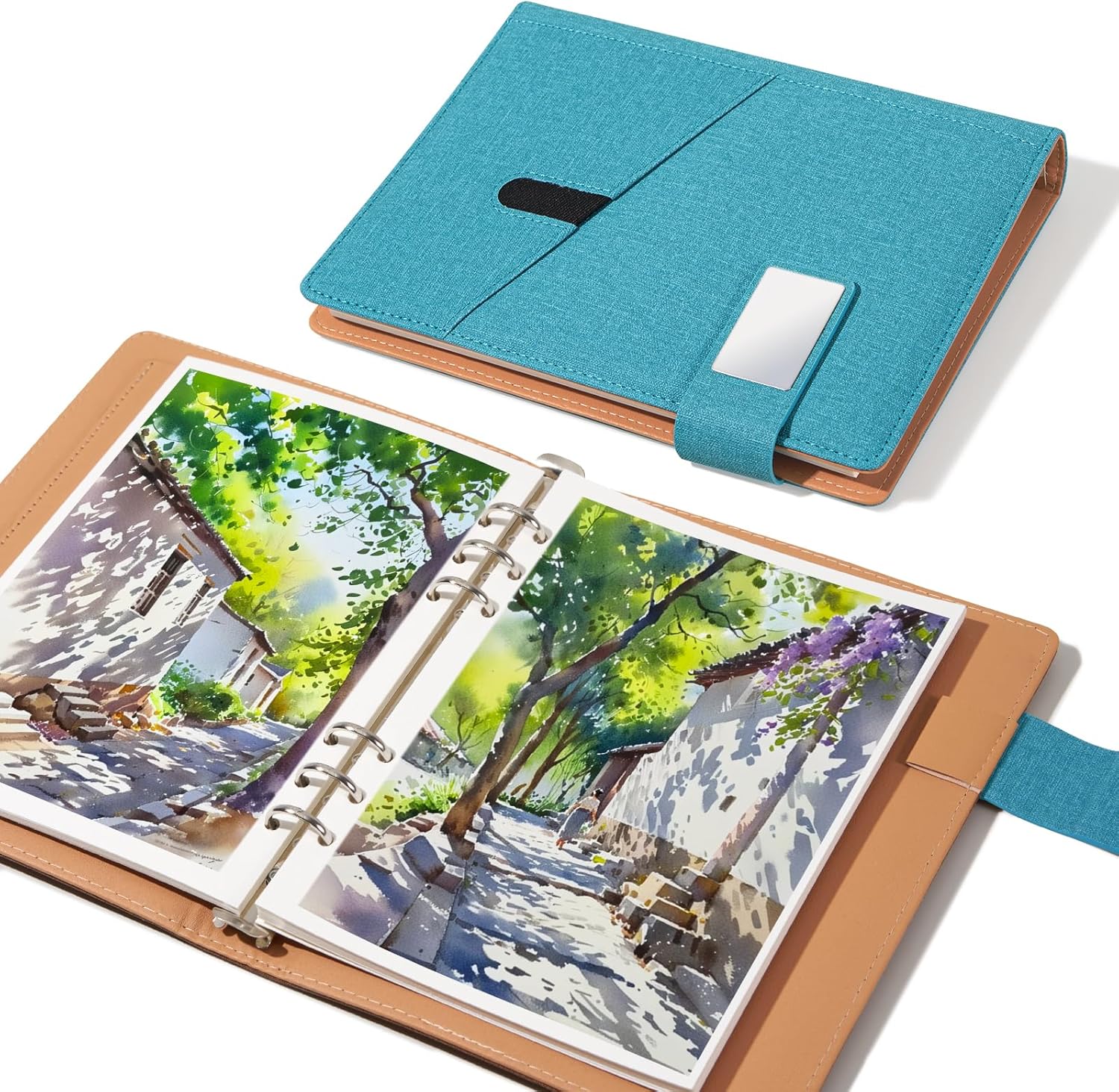 Lightwish Watercolor Sketchbook,100% Cotton Acid Free Watercolor Journal,300gsm/140lb Hot Press Watercolor Paper for Artists,Adults,Students,20 Sheets,9.25 * 6.3 Inches(Cloth Blue)