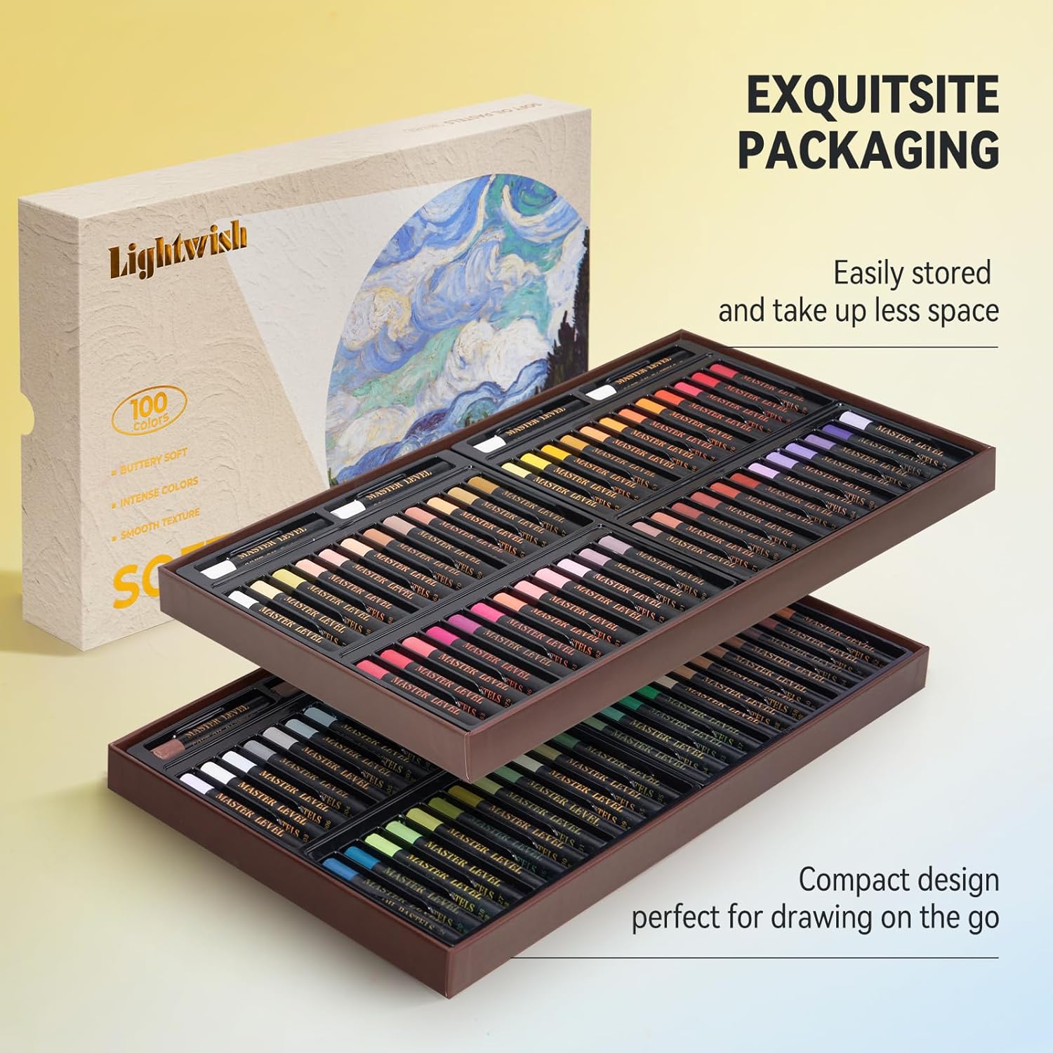 LIGHTWISH Professional Oil Pastels, 100 Vibrant Colors Plus 4 White, Set of 104