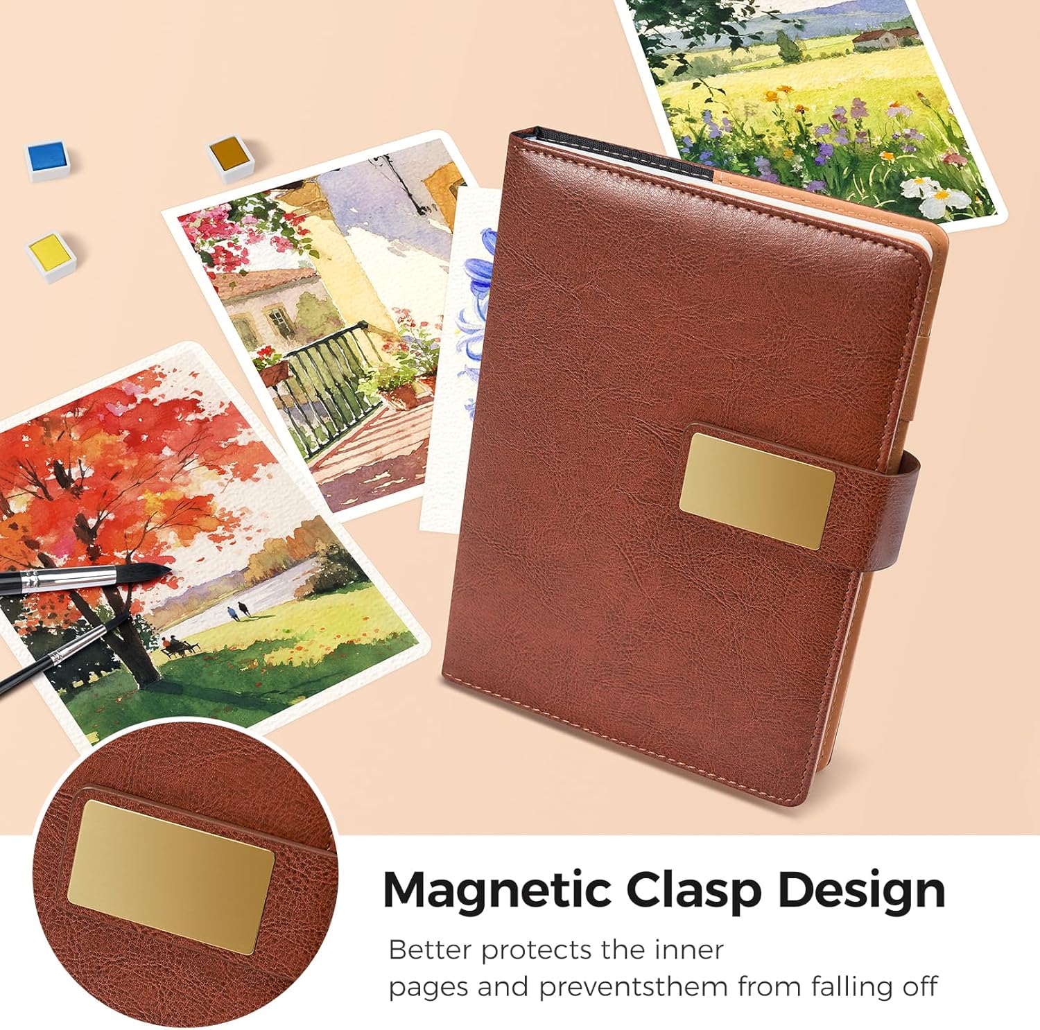 Watercolor Sketchbook,8.2 x 5.5 inch,20 Sheets Cold Press 100% Cotton 300 GSM 140lb,A5 Watercolor Paper for Art Painting, Drawing, Mixed Media