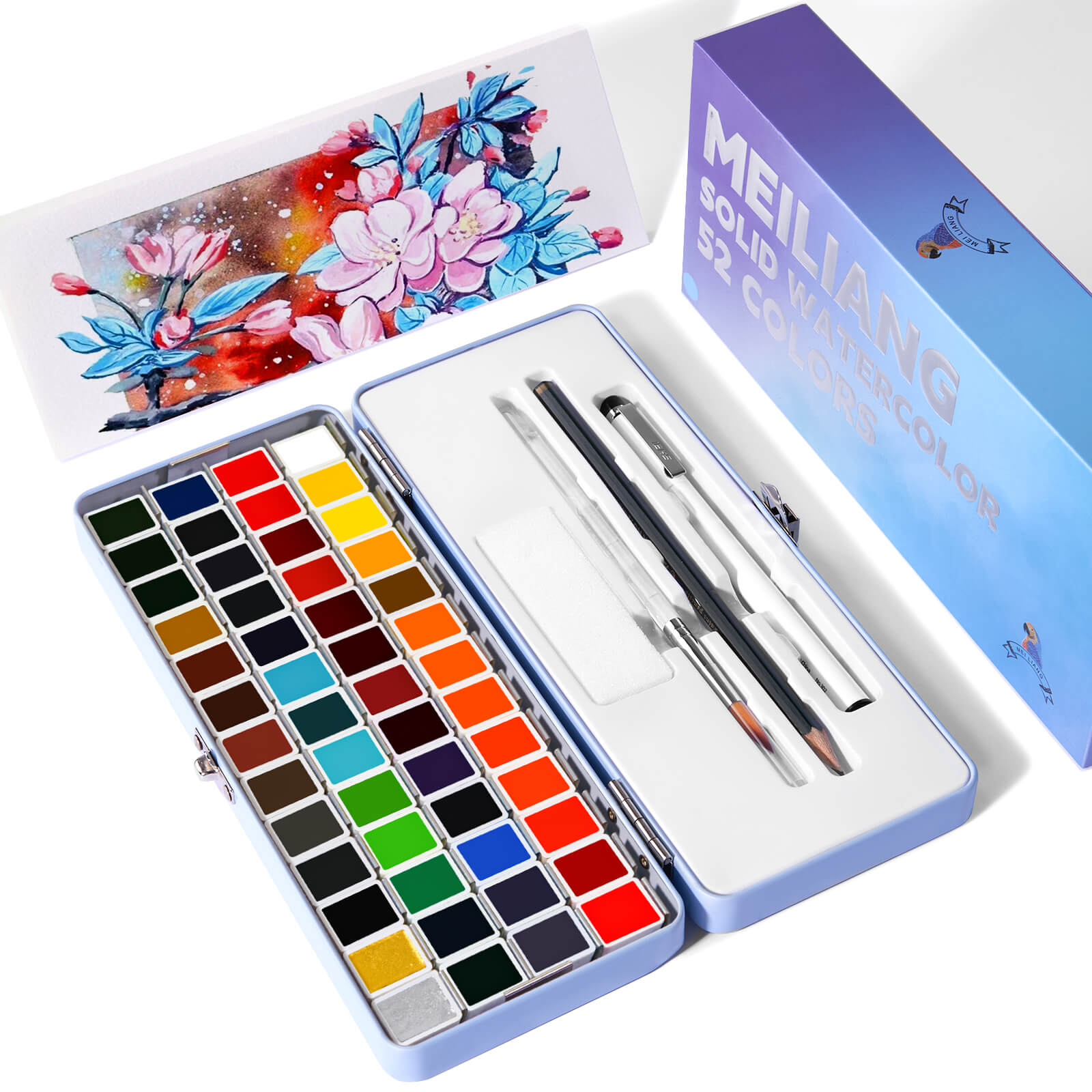 MeiLiang Solid Watercolor Paint Set 52 Colors Standard (Blue Box)