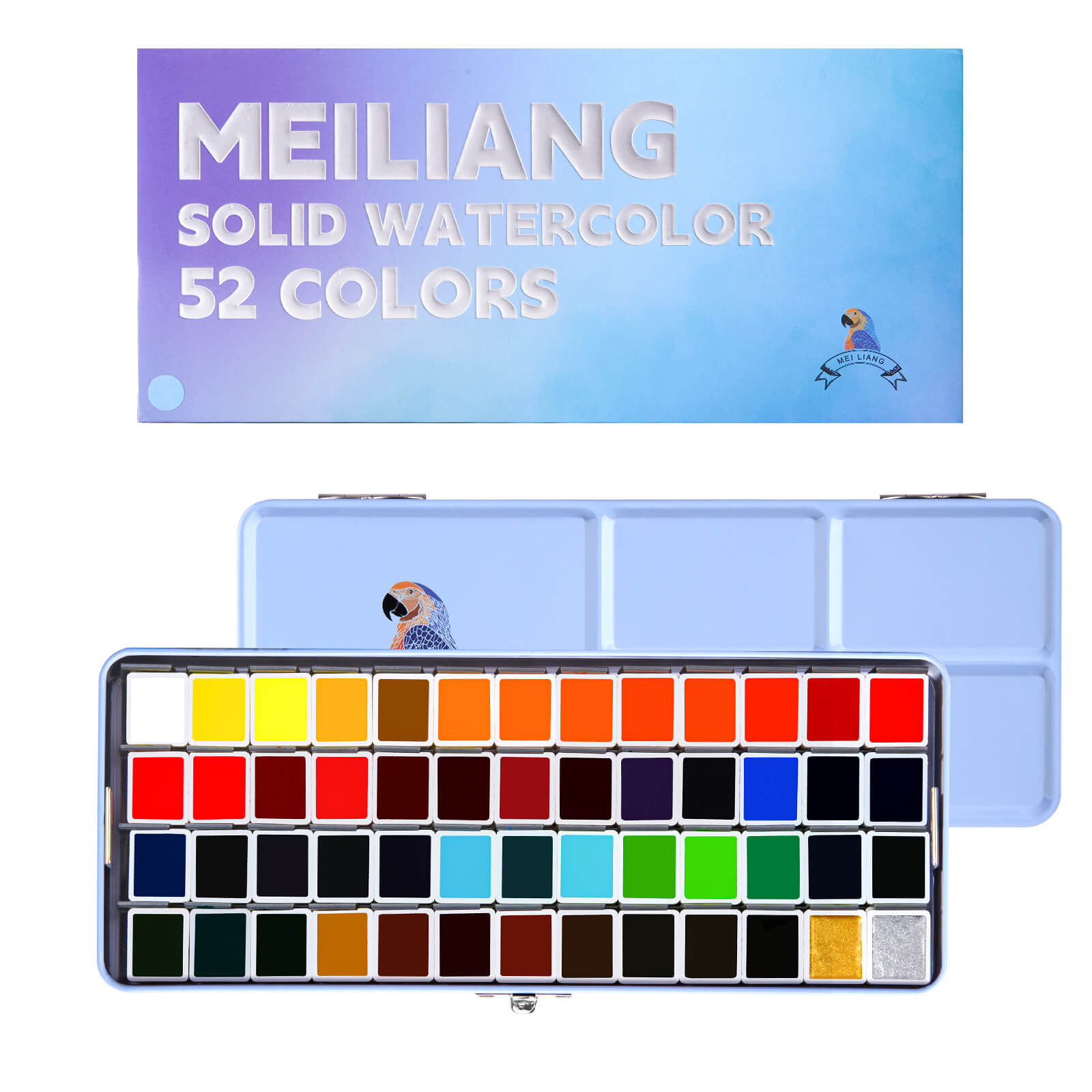 MeiLiang – ensemble de peinture aquarelle solide, 52 couleurs Standard (boîte bleue)