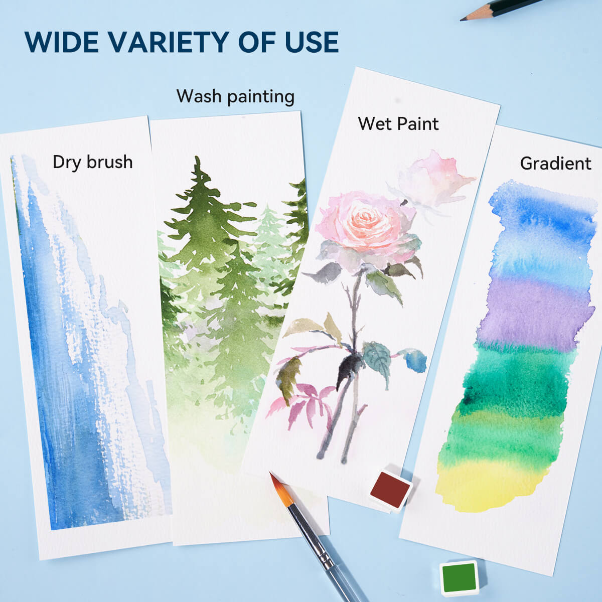 MeiLiang – ensemble de peinture aquarelle solide, 52 couleurs Standard (boîte bleue)