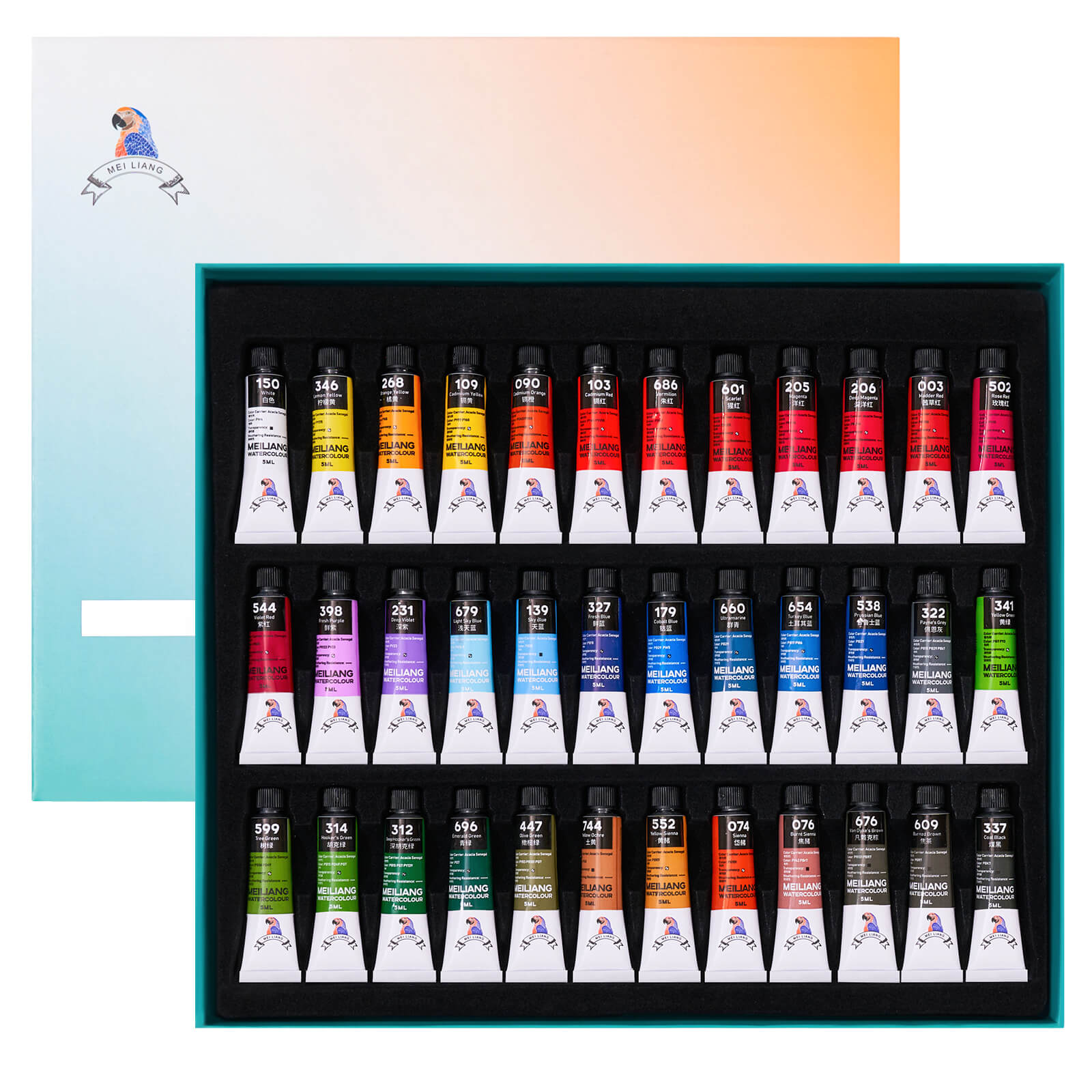 MeiLiang Watercolor Paint Set 36 Vibrant Colors 5ml (0.17-oz) Tube