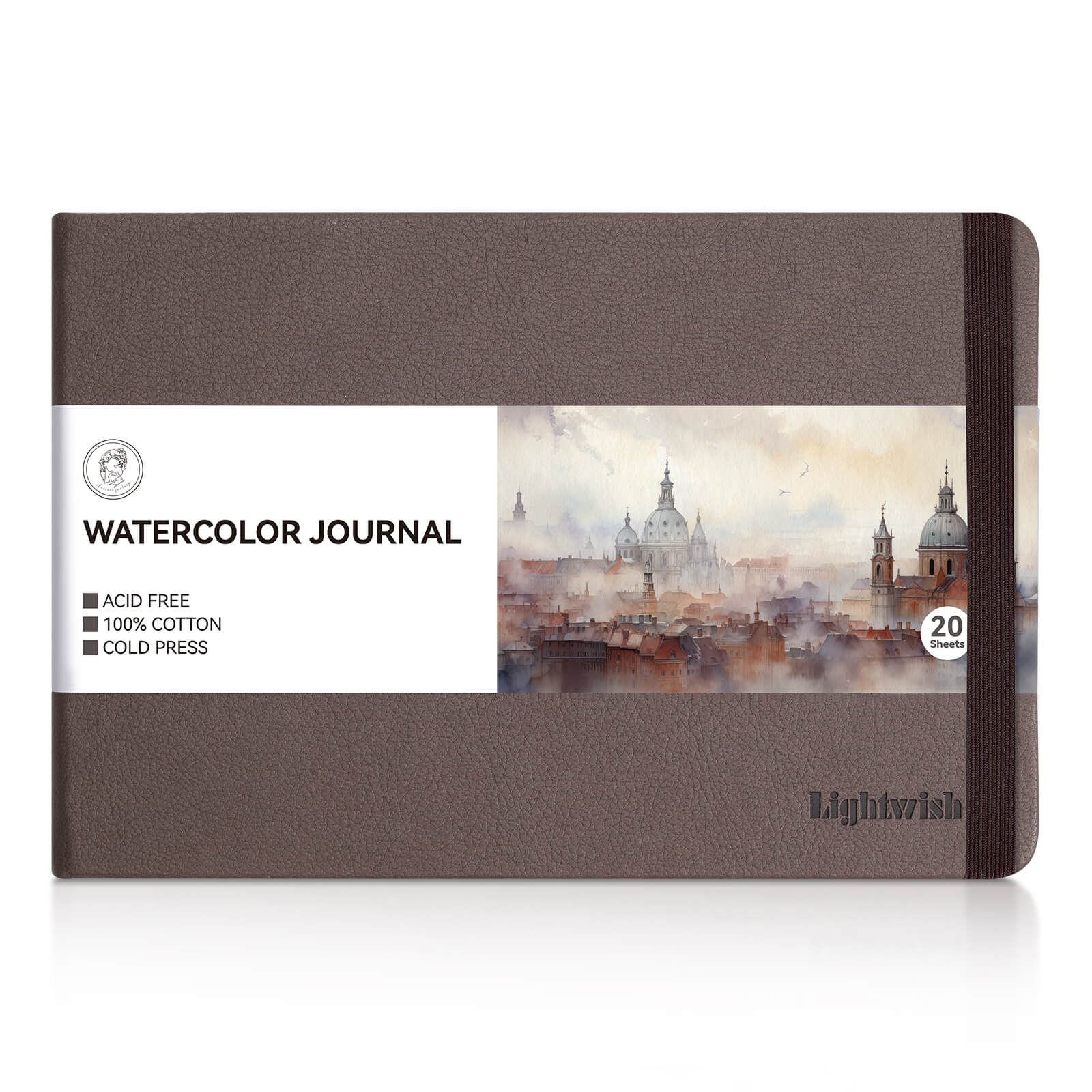 Lightwish Journal d'aquarelle, 100 % coton, fournitures d'art pressées à chaud, papier aquarelle, 20 feuilles (140 lb/300 g/m²)