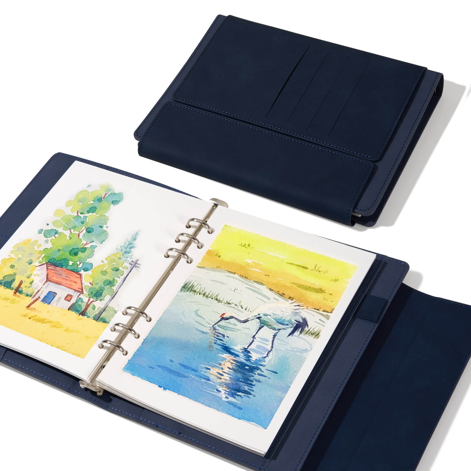 Lightwish Watercolor Sketchbook Premium Leather Cover, Hot & Cold Press Watercolor Paper 9.25 * 6.3 Inches