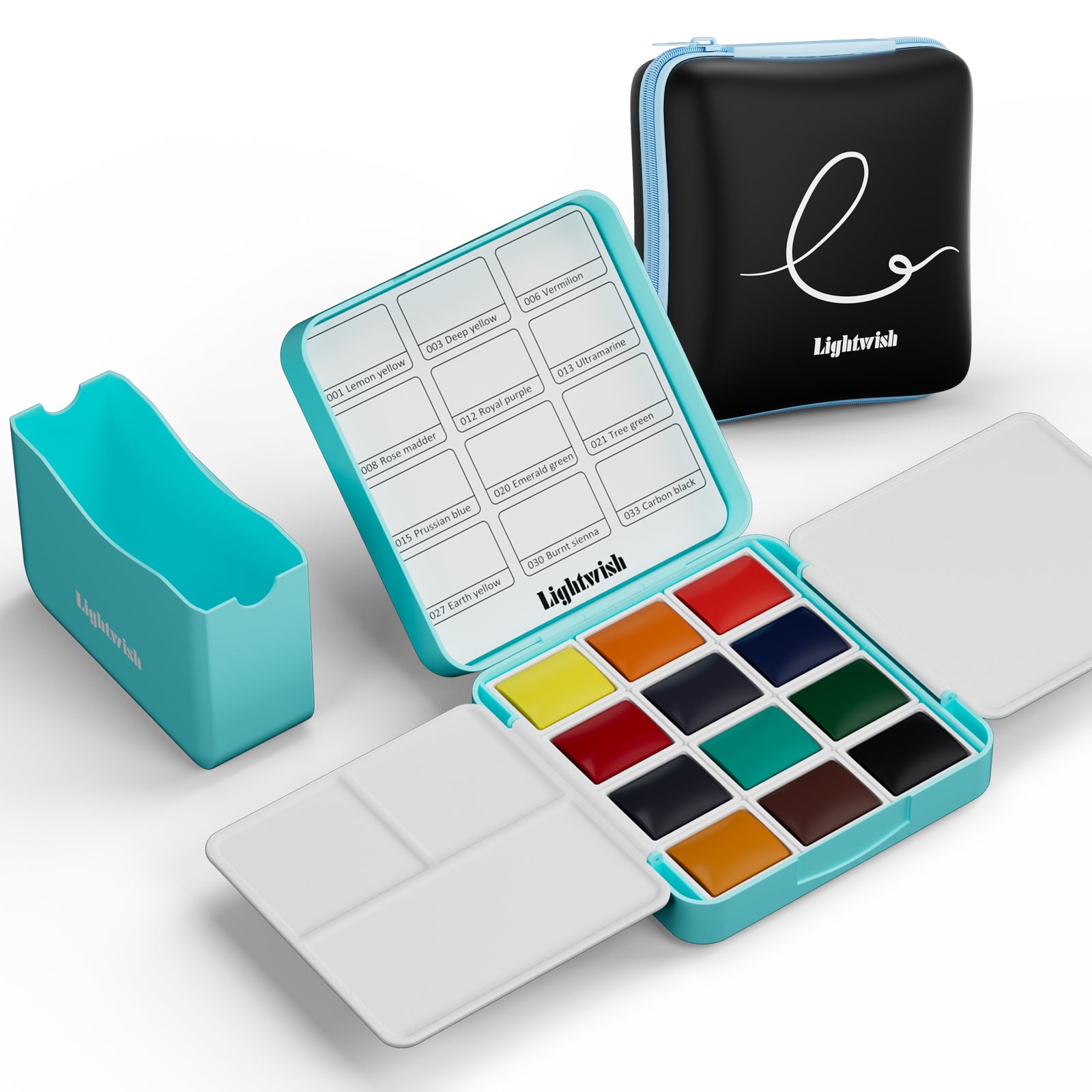 12 Colors Pocket Travel Watercolor Set, Mini Watercolor Paint Set with Portable CaseColoring Mixing Palette, Water Wash Cup,for Adult Artist Beginner Watercolor Painting Lovers