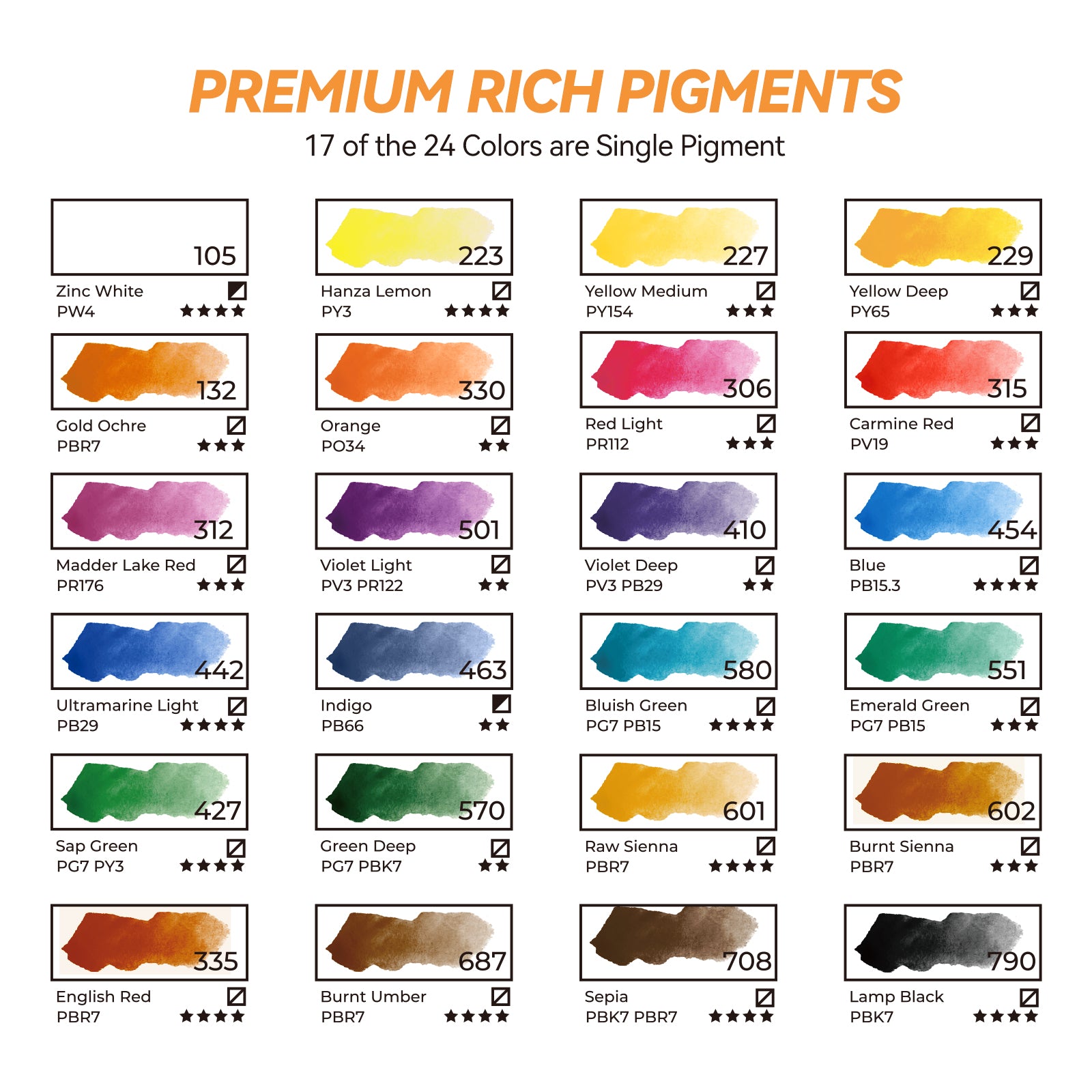 Lightwish Walnut Travel Watercolor Set – 24 Colors