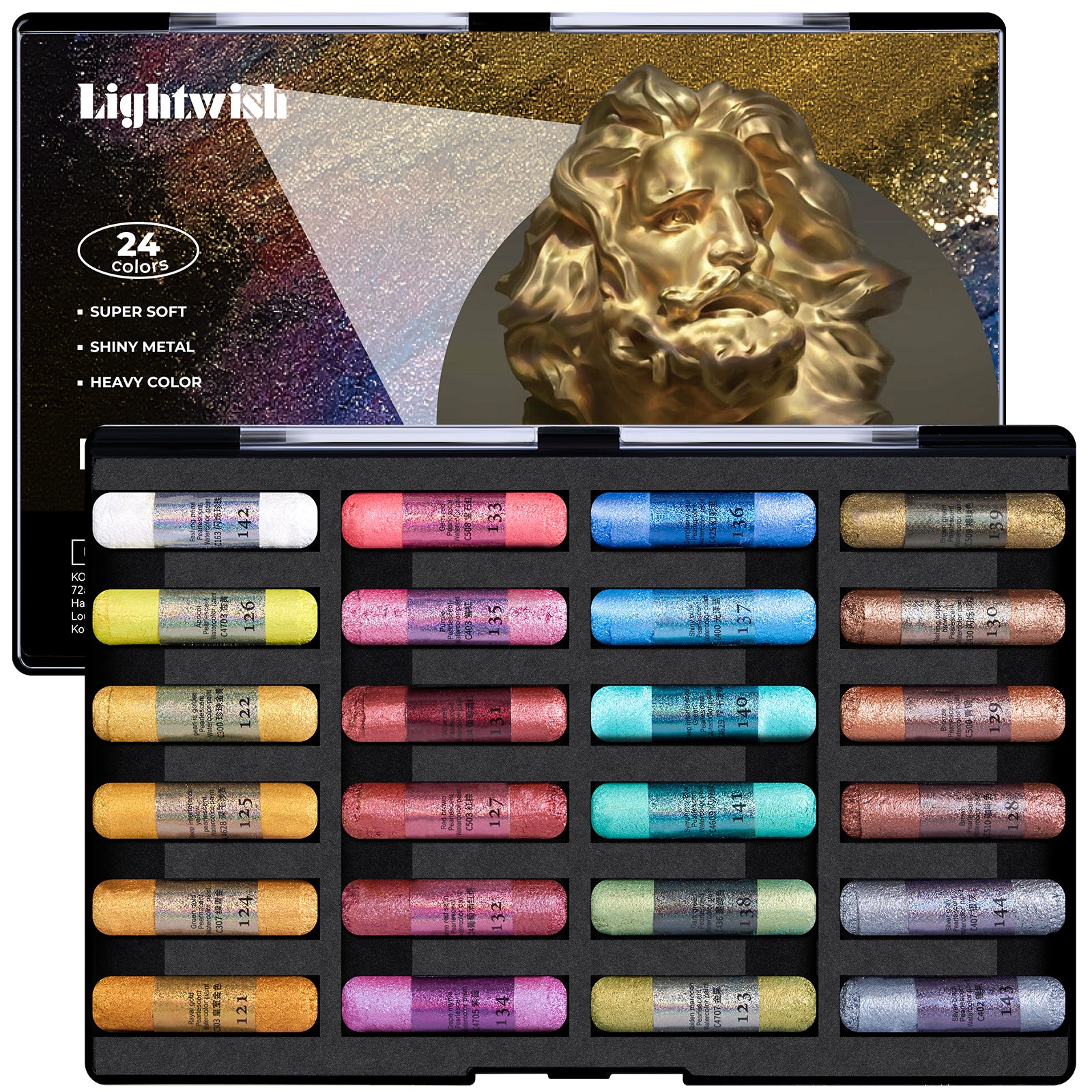 LIGHTWISH Handmade Metallic Soft Pastel Set 24 Colors,Super Soft & Blendable Chalk Pastel Sticks for Professional Drawing Painting,Blending