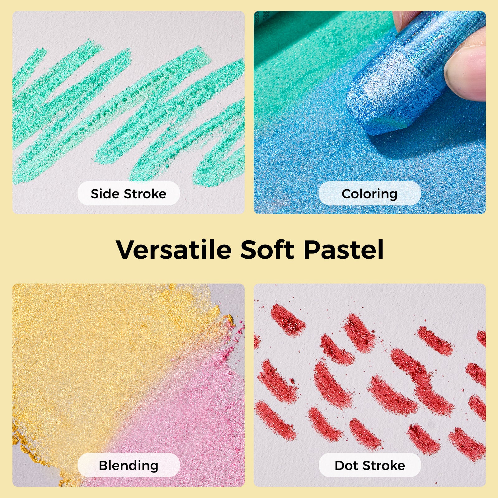 LIGHTWISH Handmade Metallic Soft Pastel Set 24 Colors,Super Soft