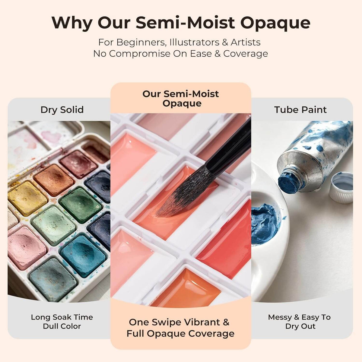 LIGHTWISH 24-Color Opaque Watercolor Set – Skin Tone Palette in Wooden Box