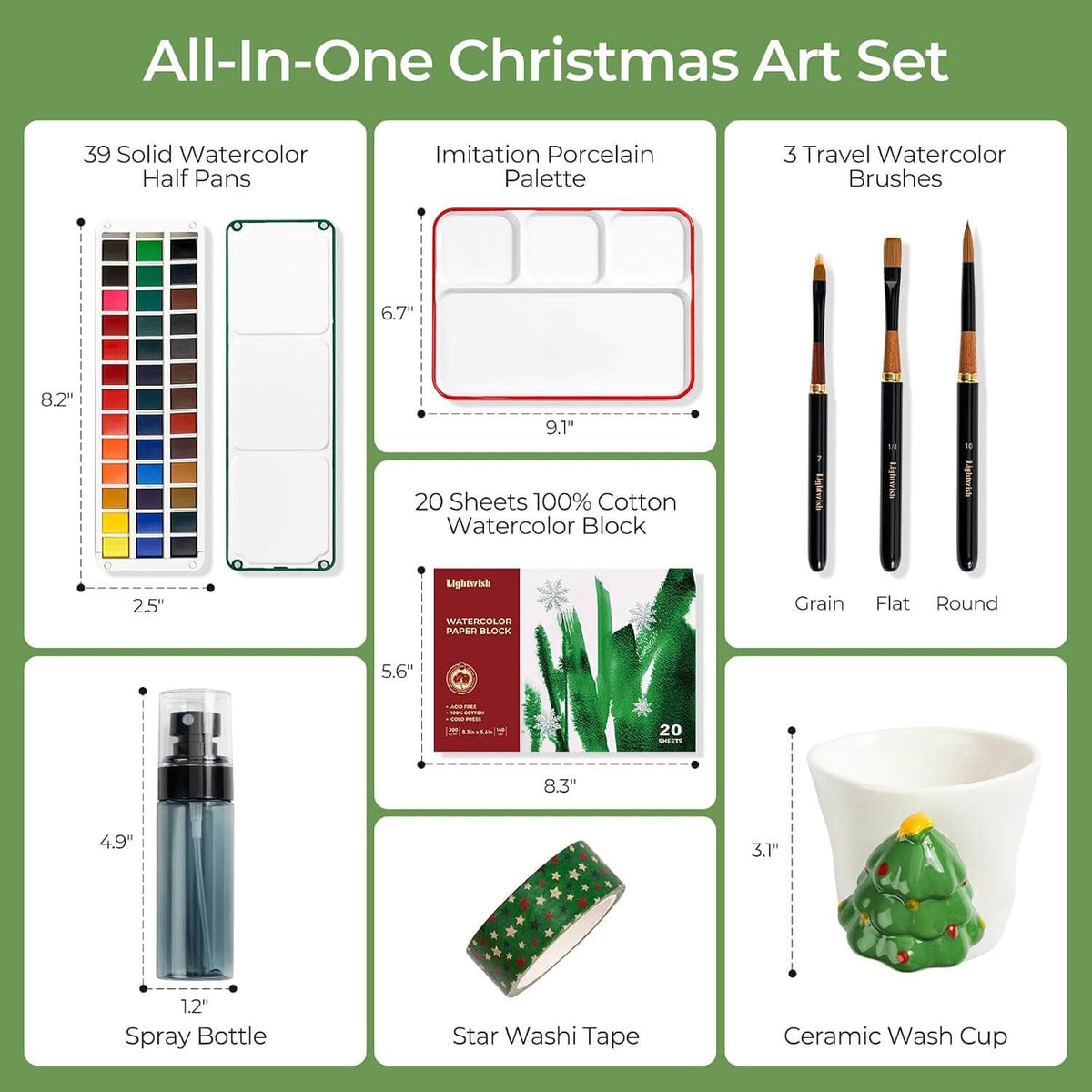 Lightwish Christmas Edition 39 Colors Solid Watercolor Set