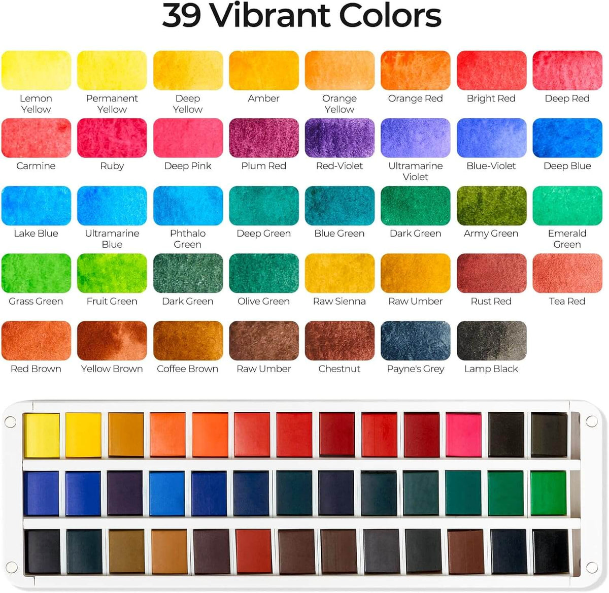 Lightwish Christmas Edition 39 Colors Solid Watercolor Set