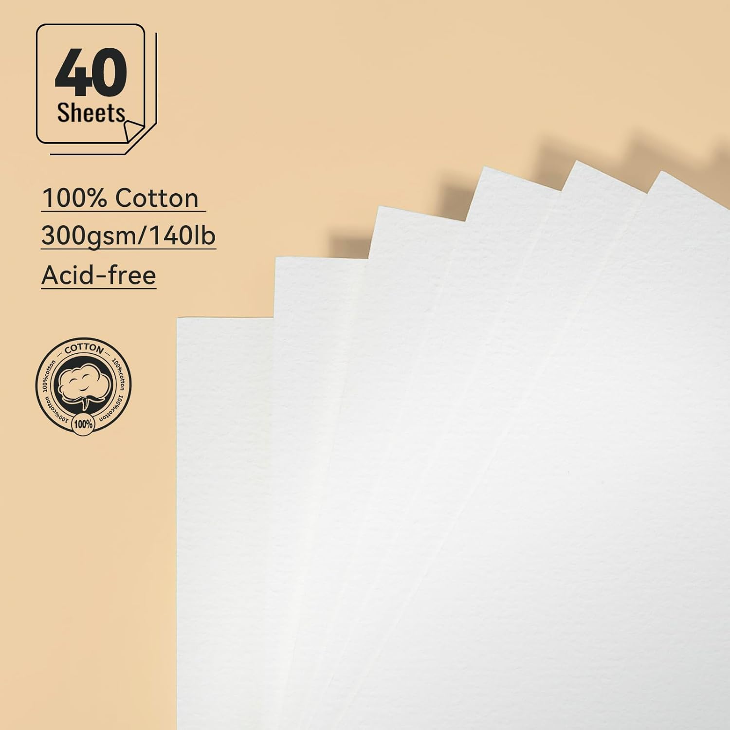 LIGHTWISH Watercolor Paper Refill, 5.9 x 4.1 in -40 Sheets Total (2 Packs of 20), 300gsm 100% Cotton, Cold Press, Pre-Punched Hole, Acid-Free Artist Paper for Ring Binders Watercolor Sketchbook Set