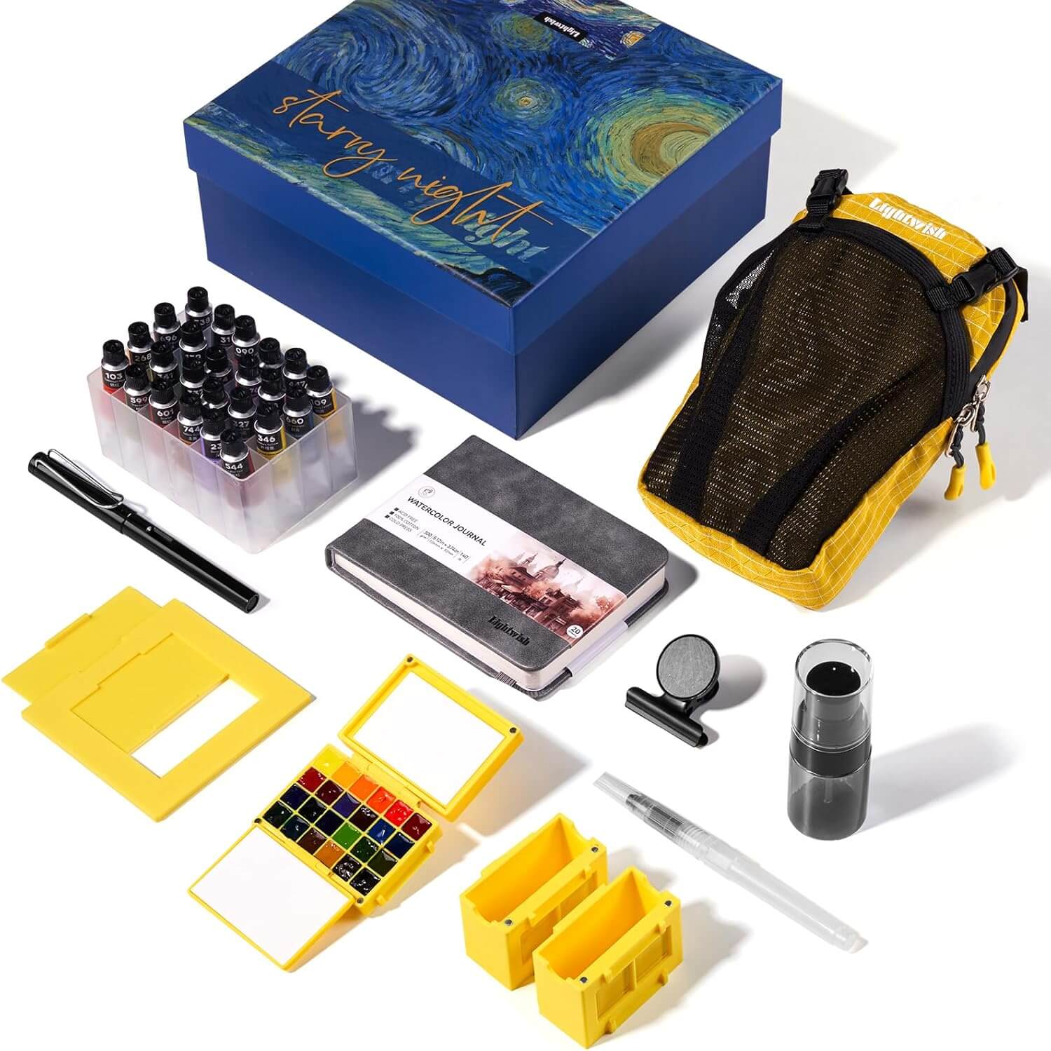 24-Color Travel Watercolor Kit with Journal