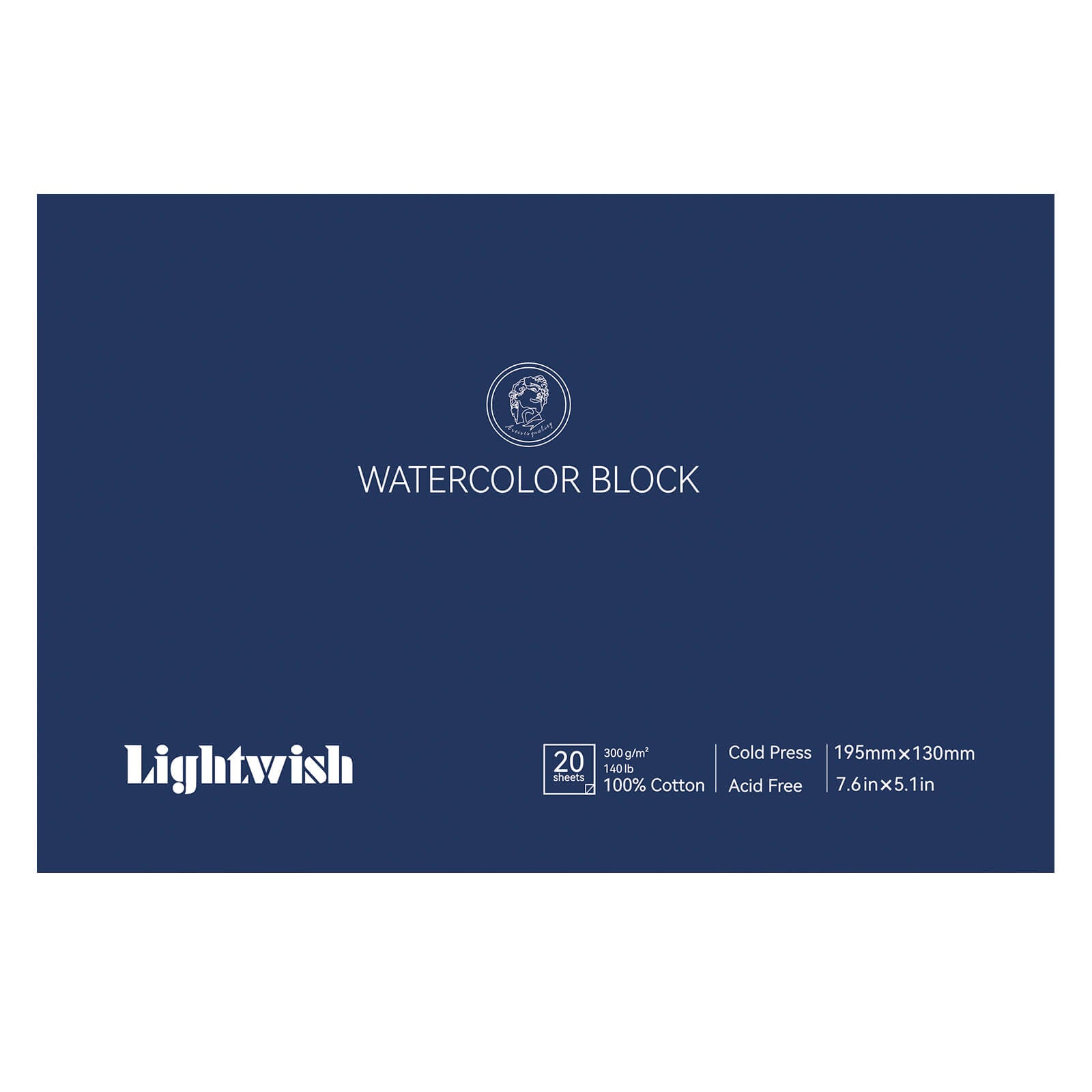 Lightwish Artist Aquarellpapierblock, Kaltpressung, 20 Blatt