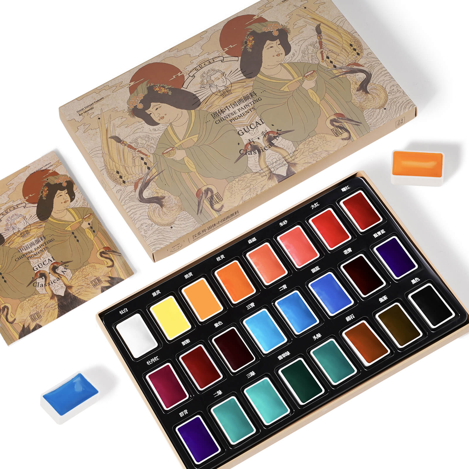 Paul Rubens Watercolor Paint Set, 24 GUCAI Vibrant Colors Removable Individual Solid Watercolors