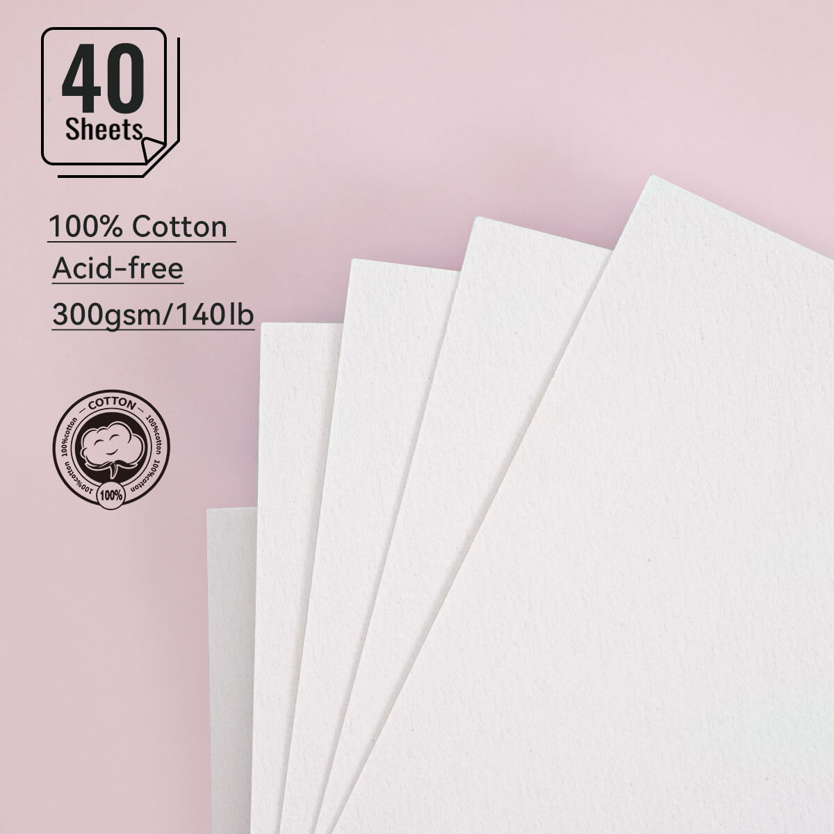 Lightwish 100% Cotton Acid Free Watercolor Journal Filler Paper, A5 Paper Refill, 20 * 2 Sheets, 8.2 *5.5 Inches Watercolor Paper Bulk