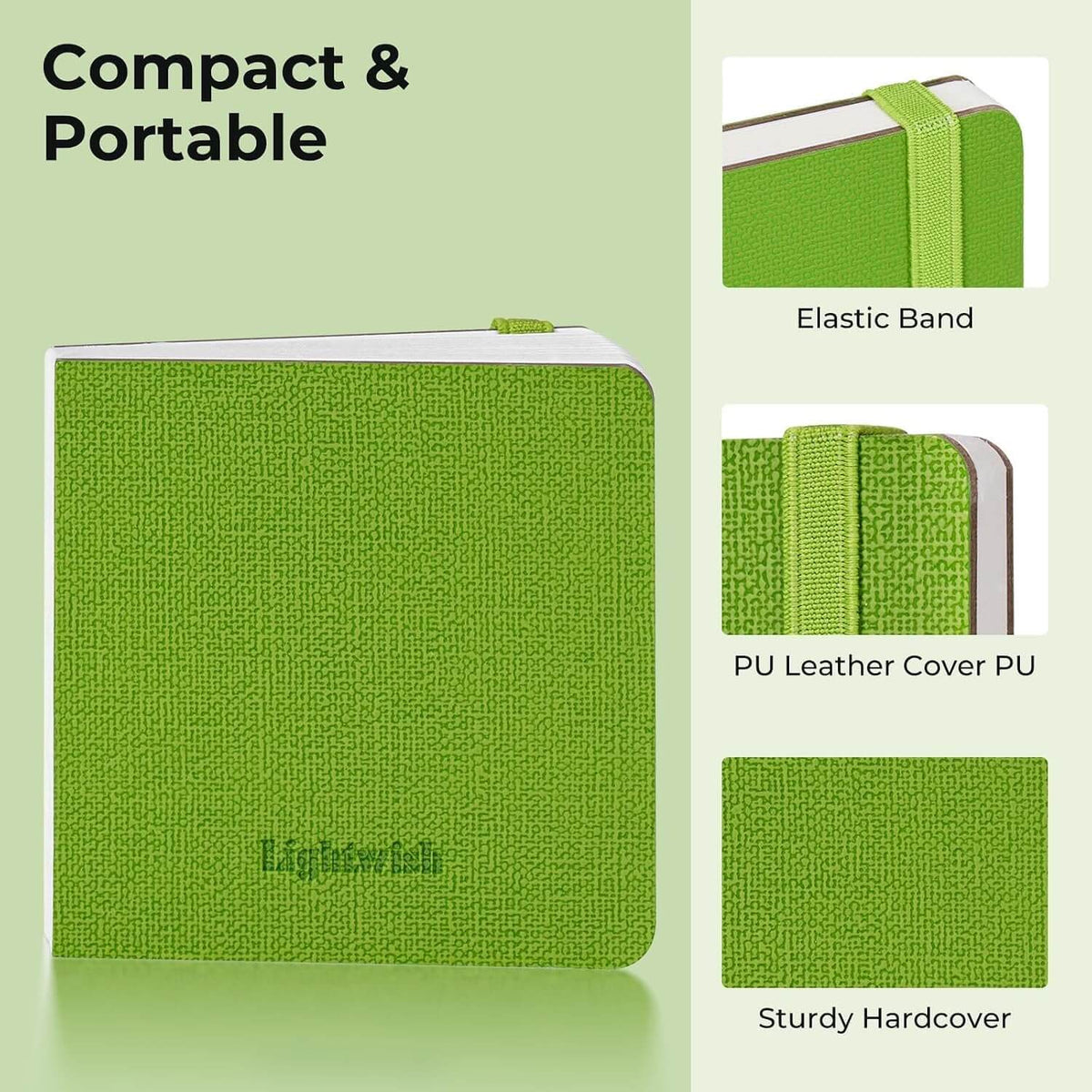 Lightwish 3.9 x 3.9 Square Watercolor Journal – 100% Cotton Hot Press Paper (300GSM, 20 Sheets)