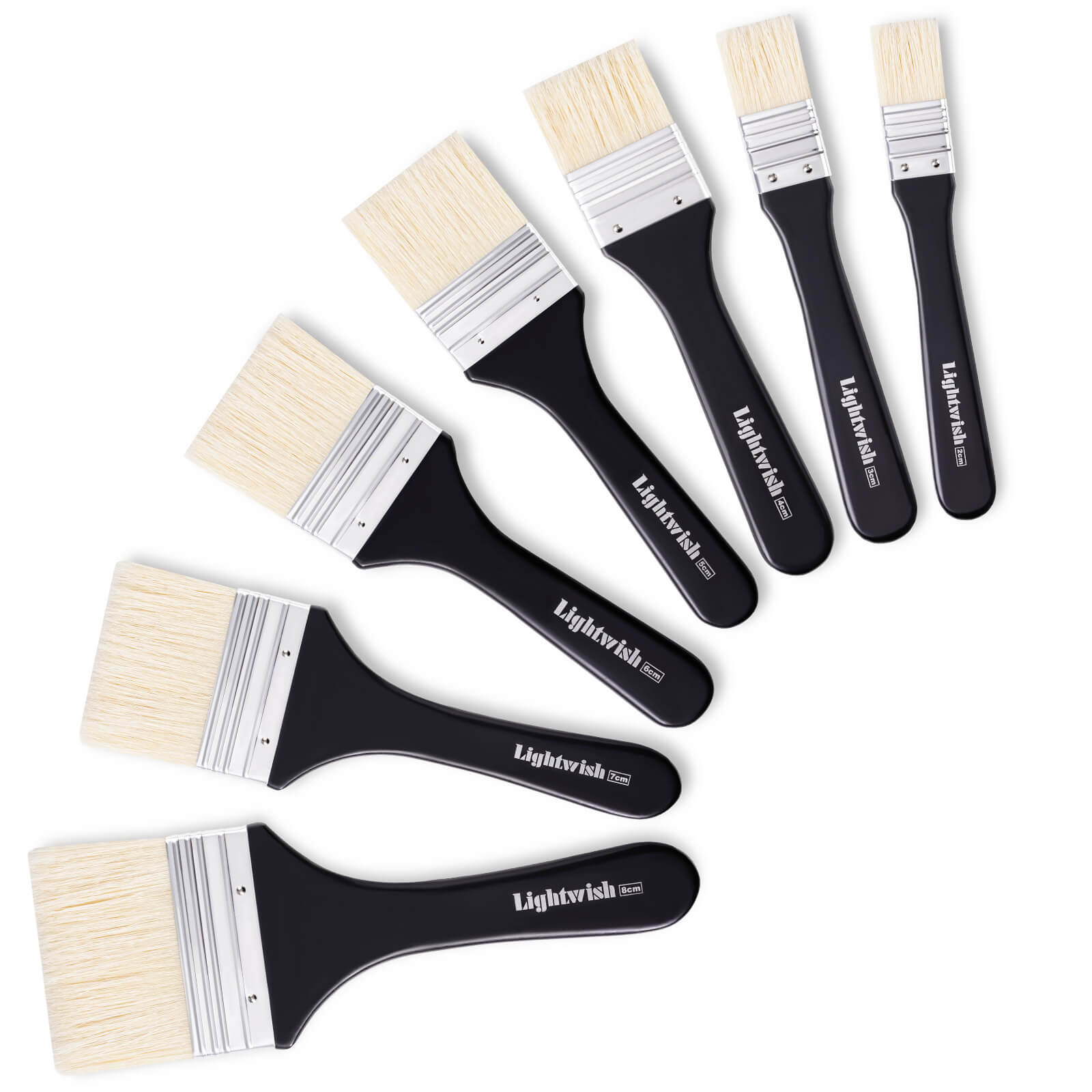 Lightwish Set of 7 Flat Paint Bristles Brushes