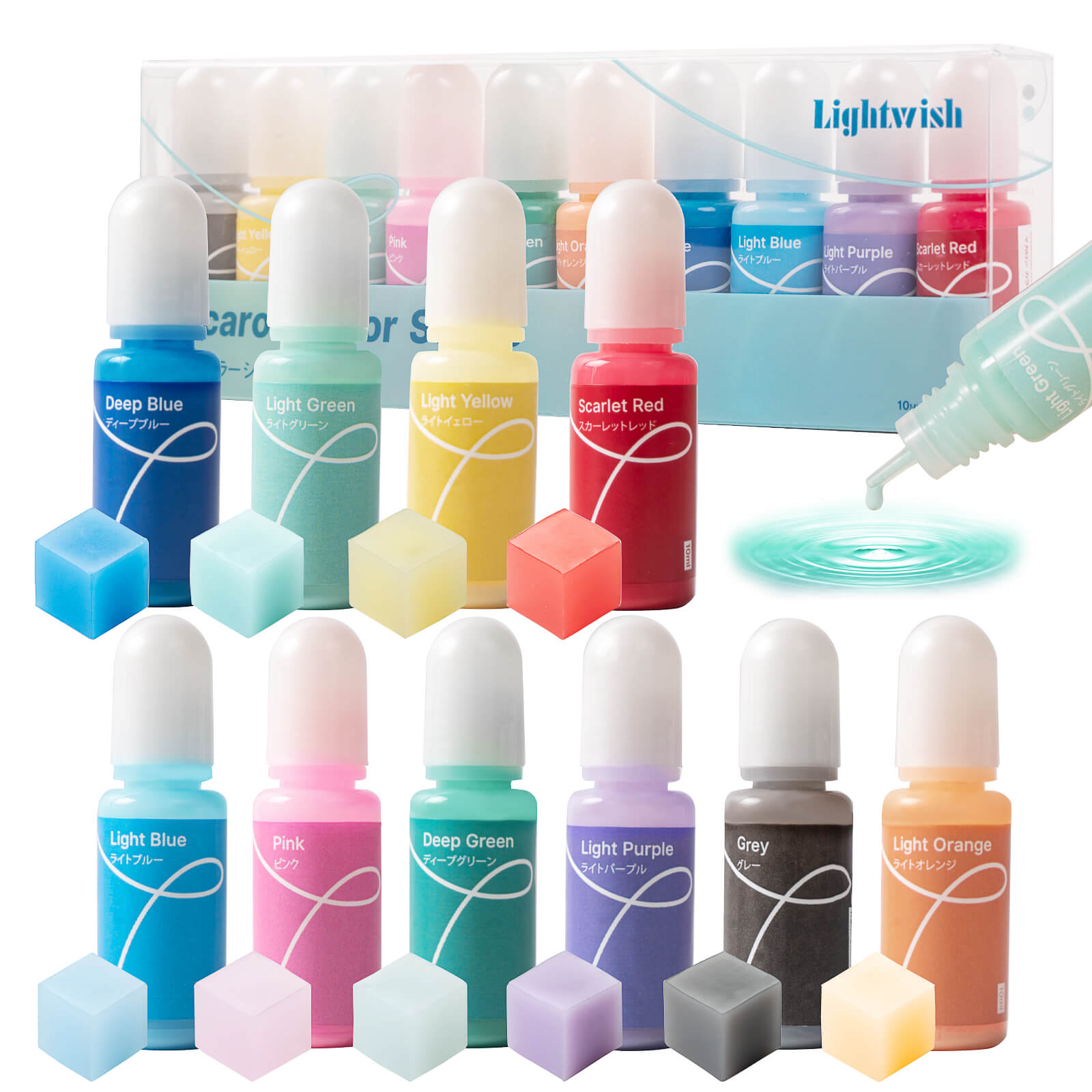 Lightwish Epoxy Resin Pigment 10 Colors, Dye Liquid for Resin Coloring, Macaron/Highly Translucent Colors