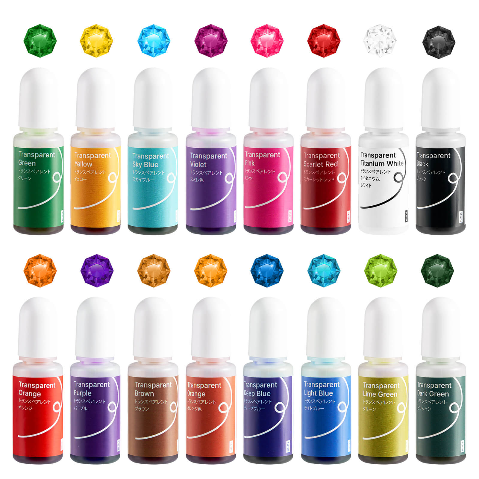 Lightwish Epoxy Resin Pigment 16 Colors, Dye Liquid for Resin Coloring, Highly Translucent/Pearlescent Colors