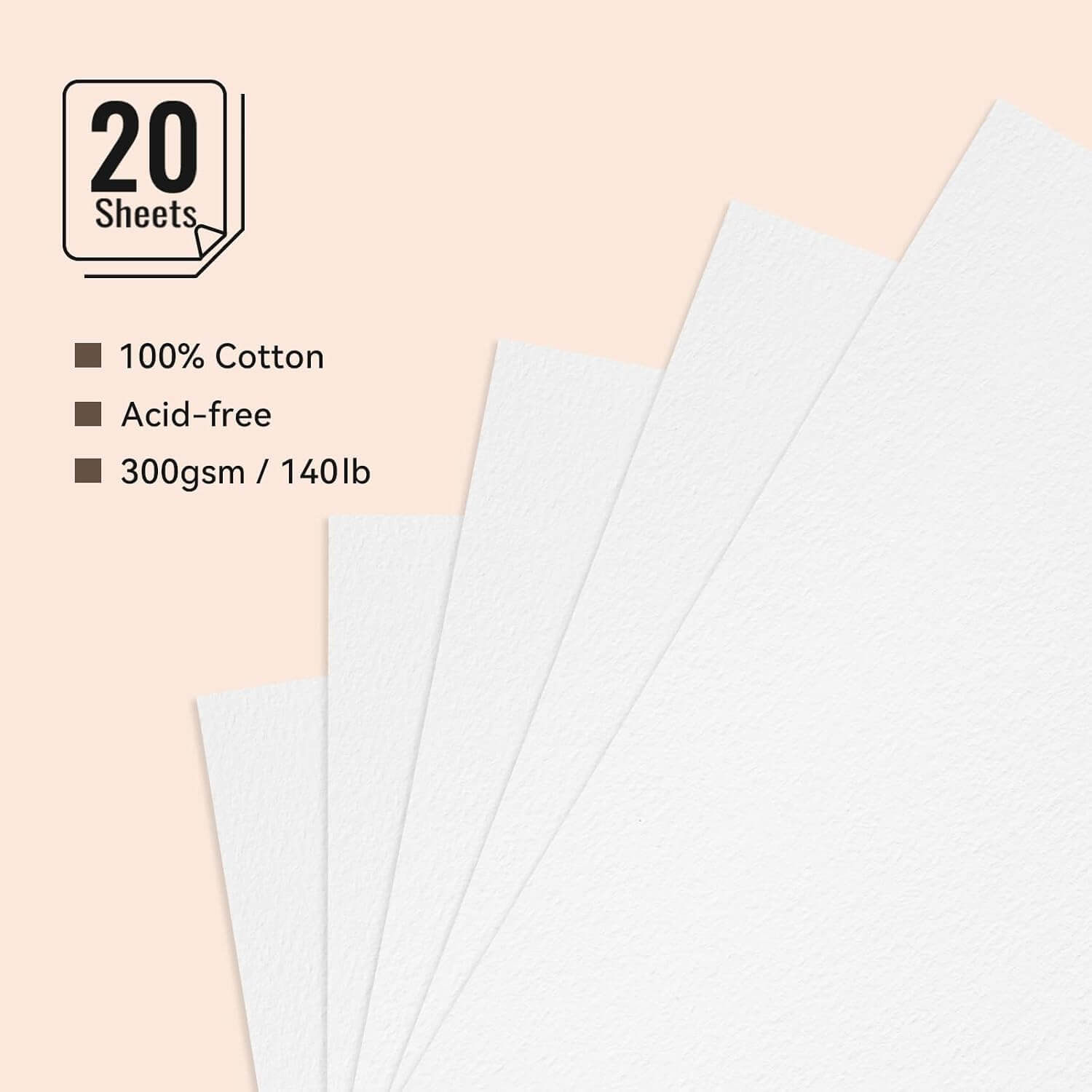 Lightwish Square Watercolor Sketchbook,100% Cotton,300gsm/140lb,Acid-Free,Cold Press Watecolor Paper Journal