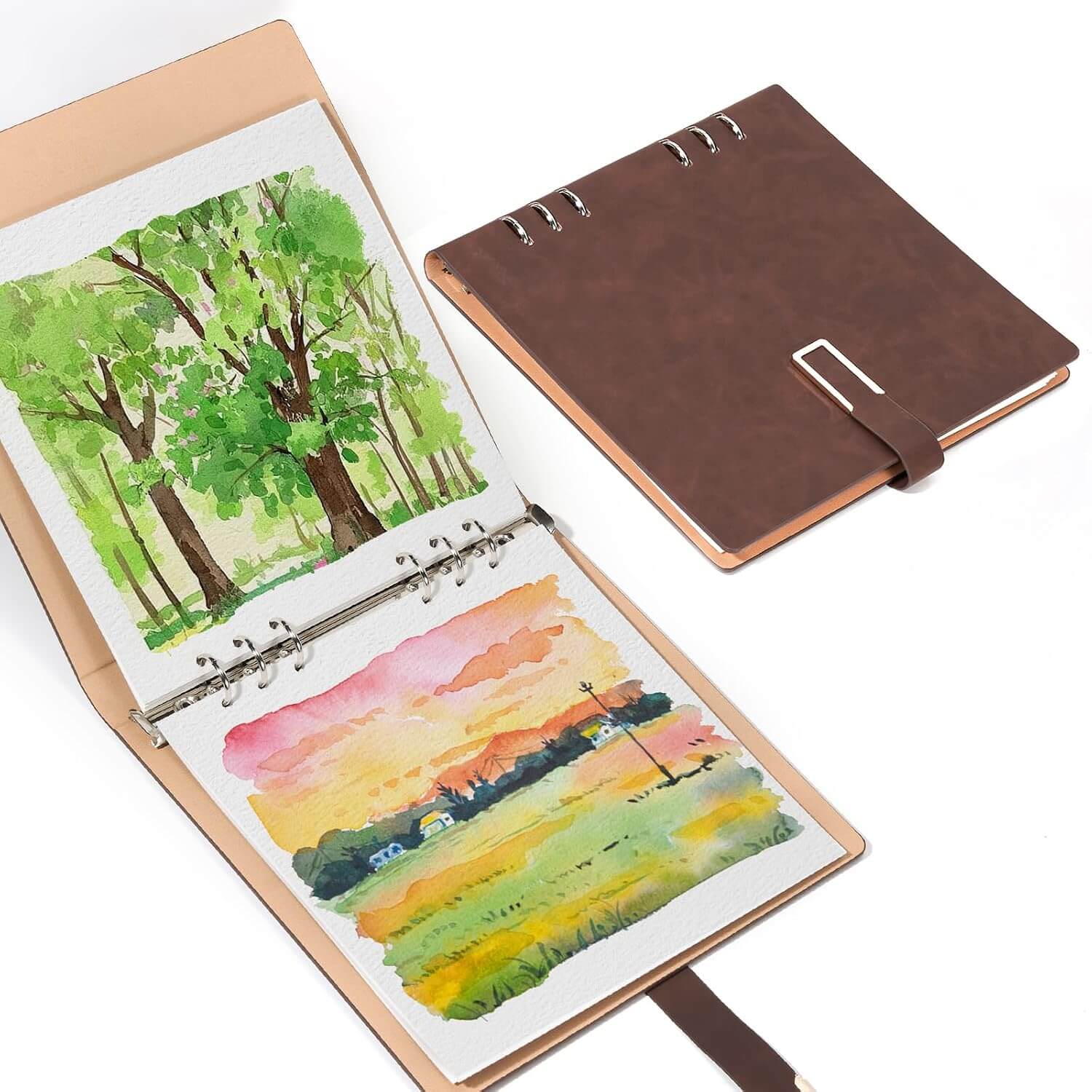 Lightwish Square Watercolor Sketchbook,100% Cotton,300gsm/140lb,Acid-Free,Cold Press Watecolor Paper Journal