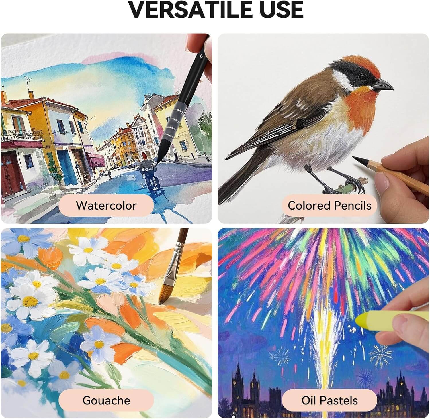 Lightwish Square Watercolor Sketchbook,100% Cotton,300gsm/140lb,Acid-Free,Cold Press Watecolor Paper Journal
