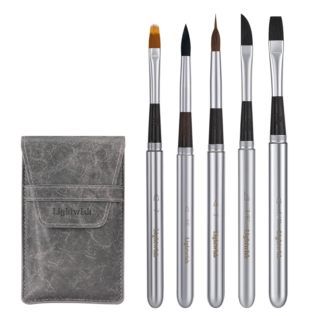 Lightwish Travel Watercolor Brushes, 5 Pcs Synthetic Squirrel Hair Brushes