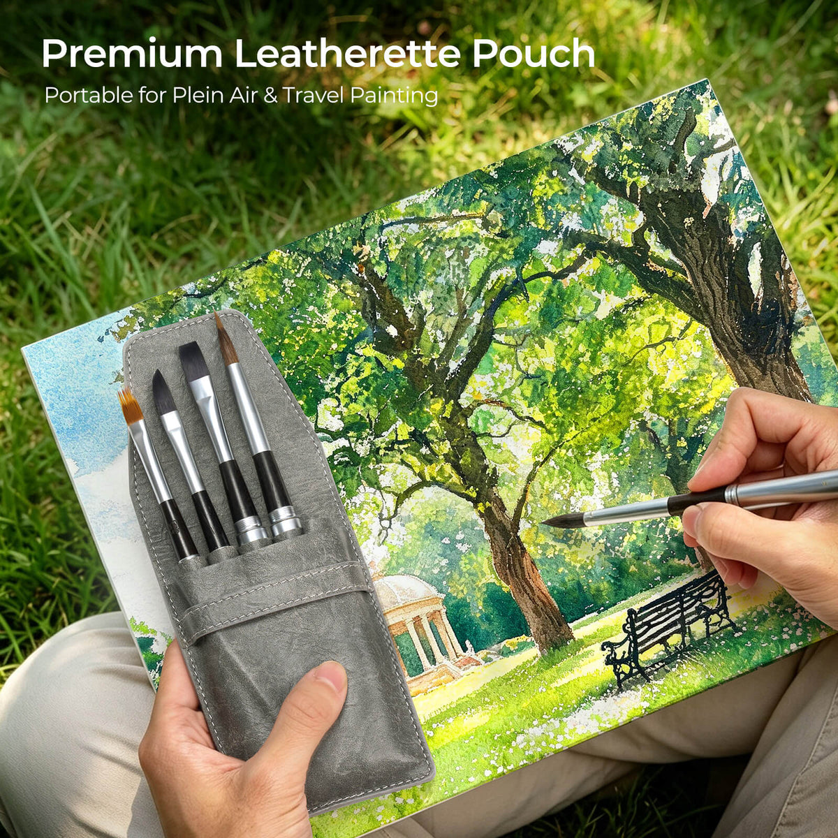 Lightwish Travel Watercolor Brushes, 5 Pcs Synthetic Squirrel Hair Brushes