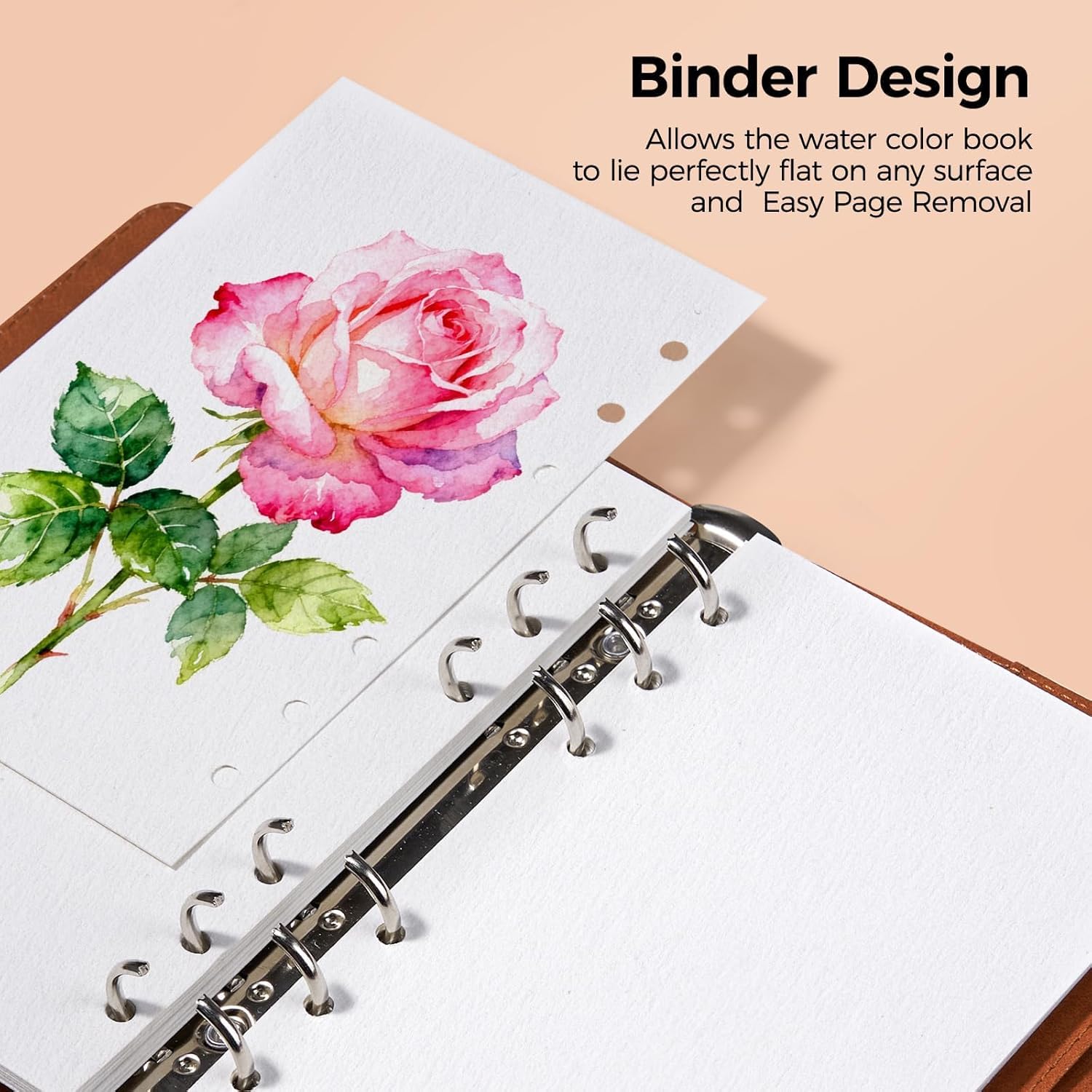 Lightwish Watercolor Sketchbook 100% Cotton, 300gsm (140lb) - 6.69" x 3.94" Cold Press Watercolor Paper Journal Notebook - 20 Sheets with PU Leather Cover for Drawing Mixed Media