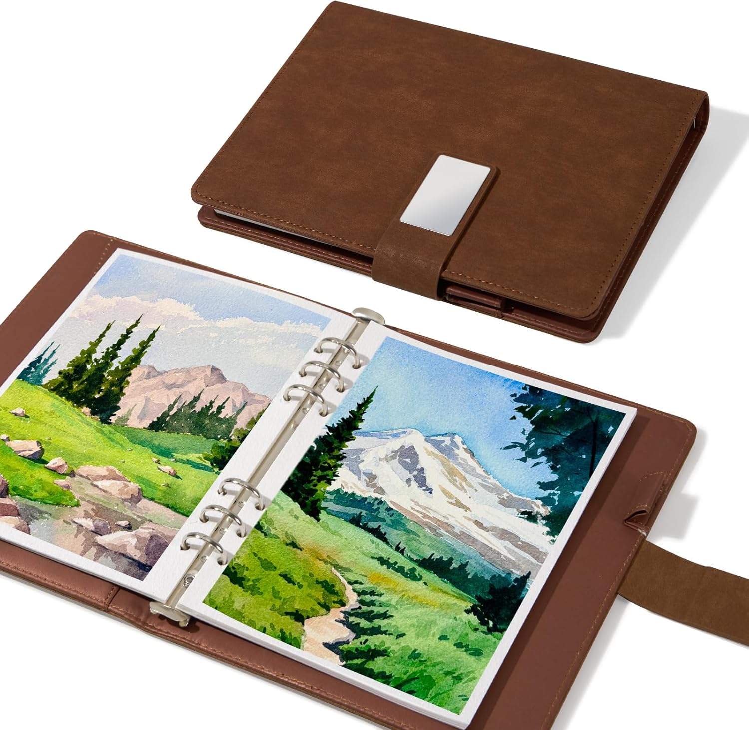 Lightwish Watercolor Sketchbook,100% Cotton Acid Free Watercolor Paper,300gsm/140lb Cold Press Watercolor Journal for Artists,Adults,Students,20 Sheets,9.25 * 6.3 Inches(Leather Brown)