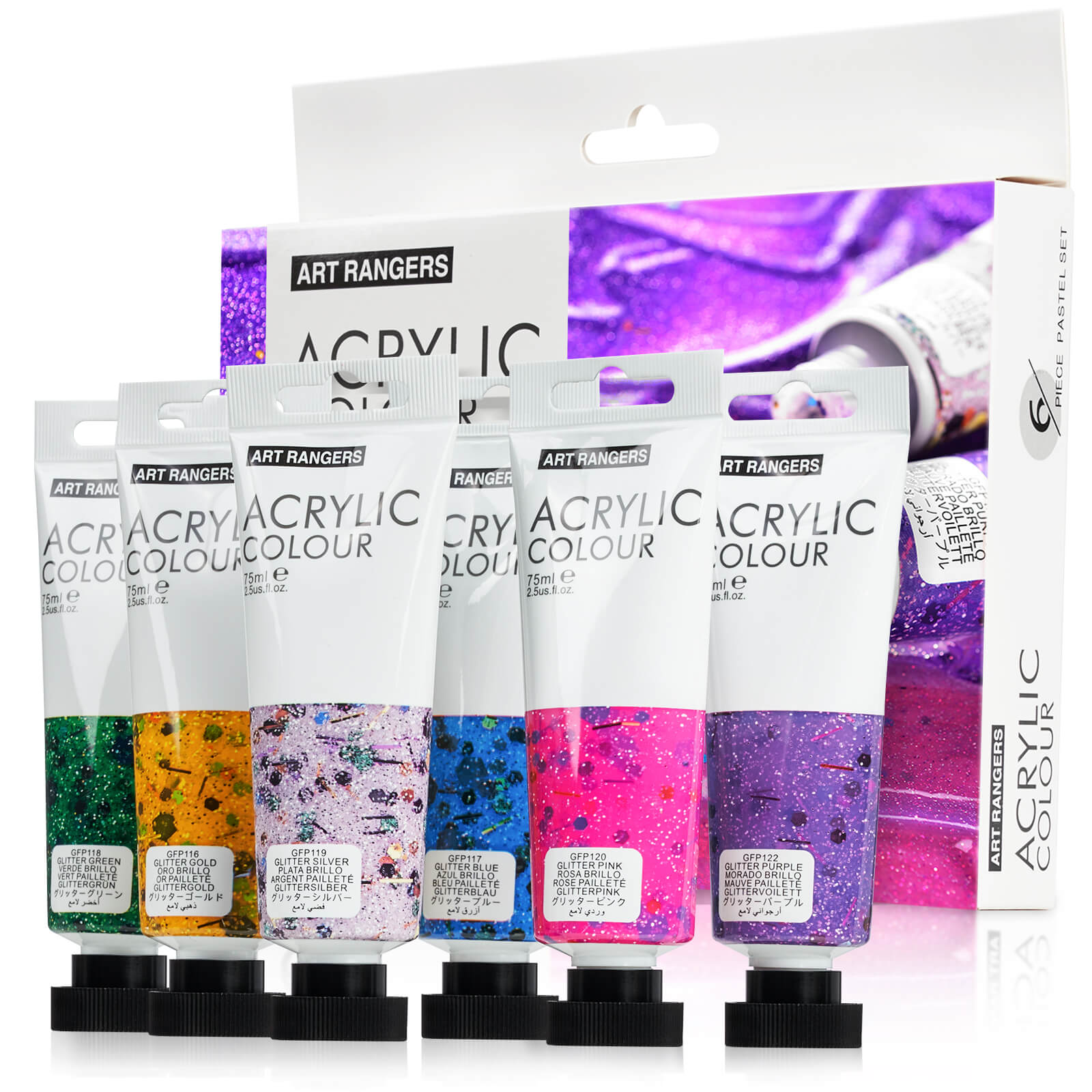 Ensemble de peinture acrylique Lightwish, grande couleur pailletée