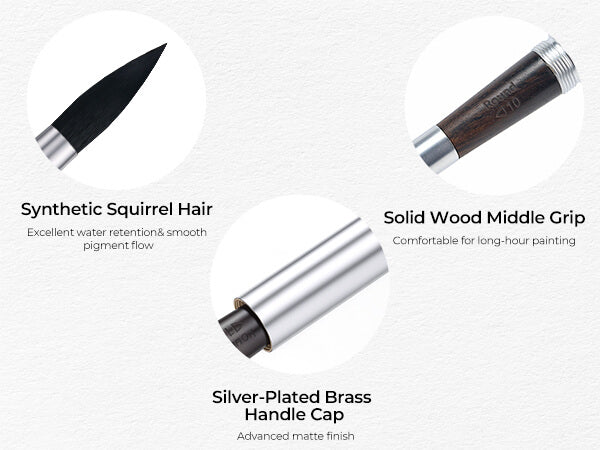 Lightwish Travel Watercolor Brushes, 5 Pcs Synthetic Squirrel Hair Brushes