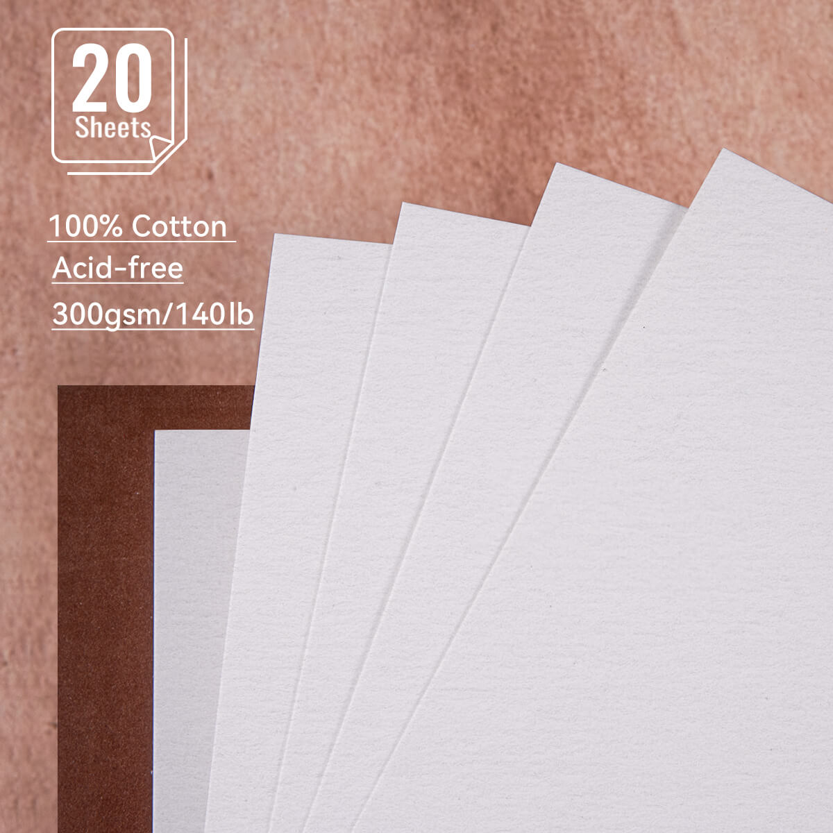 Lightwish Watercolor Retro Sketchbook, 100% Cotton Acid-free Journal, Cold Press Watercolor Paper, Dark Brown