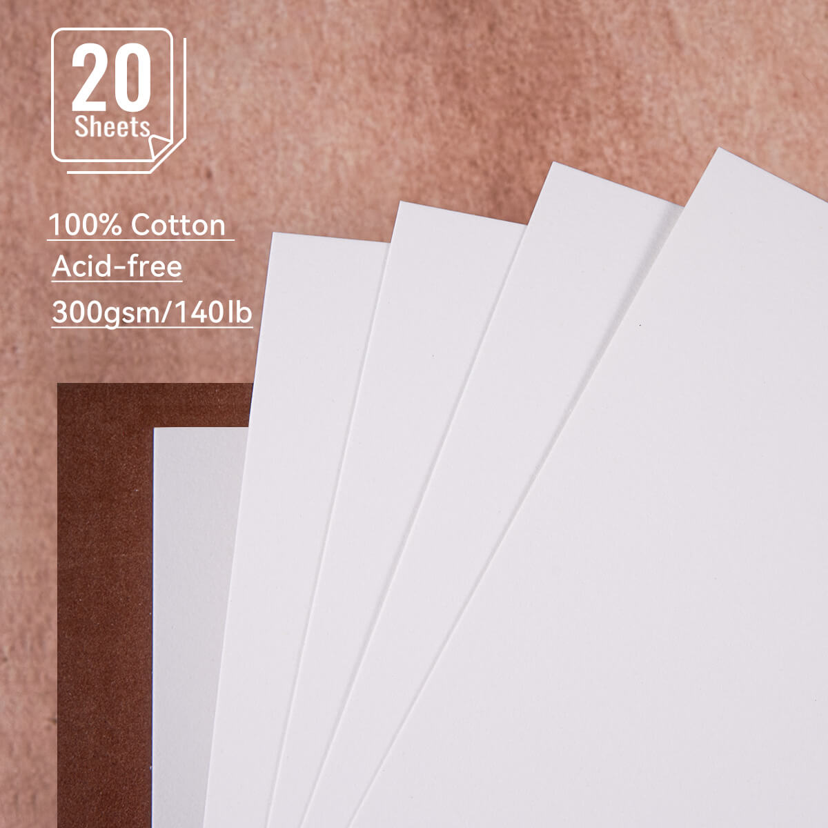Carnet Aquarelle 100% Coton 300g/m² - 20 Feuilles 23.5x16cm, Papier Pressé à Froid Sans Acide Pour Artistes - 9