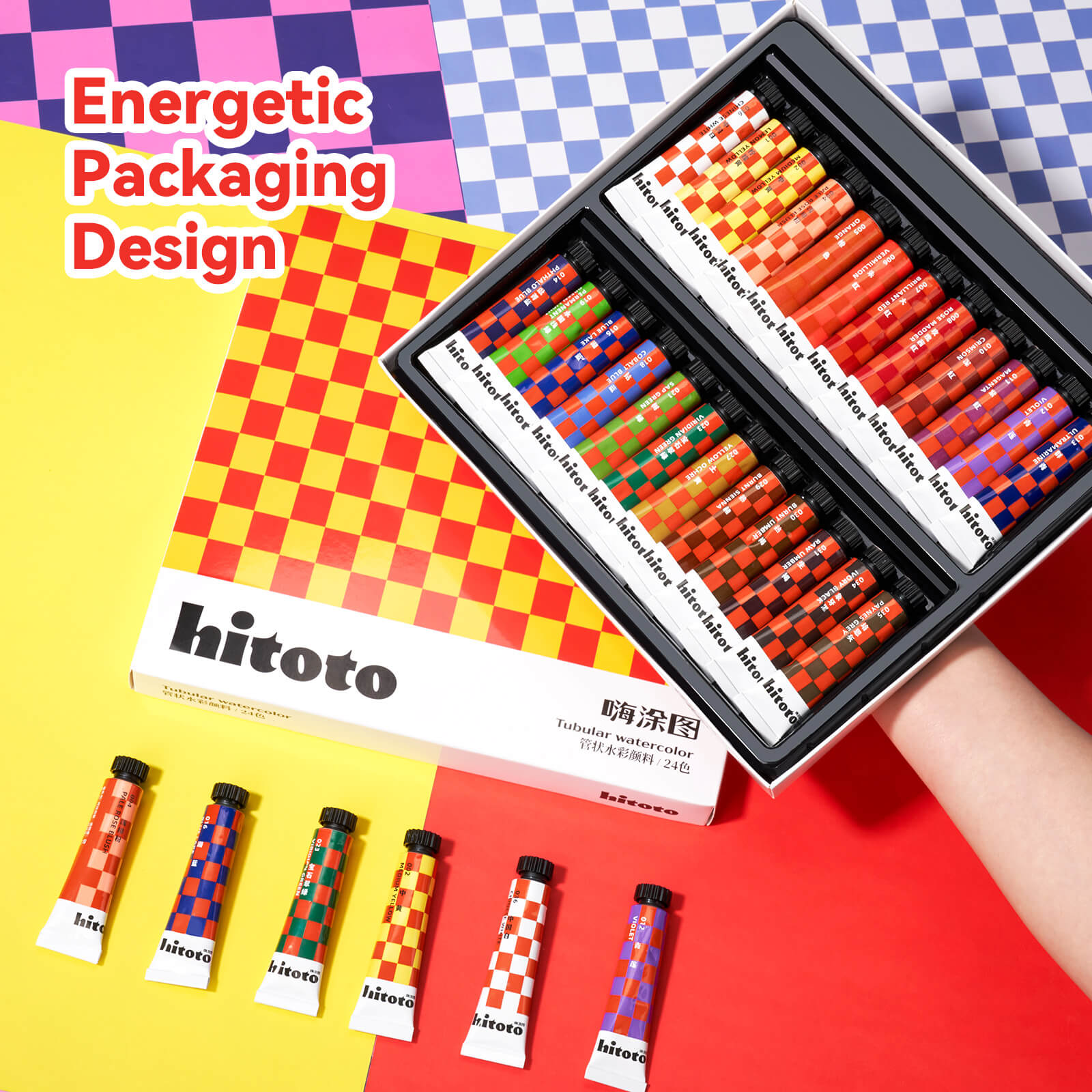 MeiLiang Hitoto Watercolor Paint Set, 24 Colors x 12ml Watercolor Paint Tubes