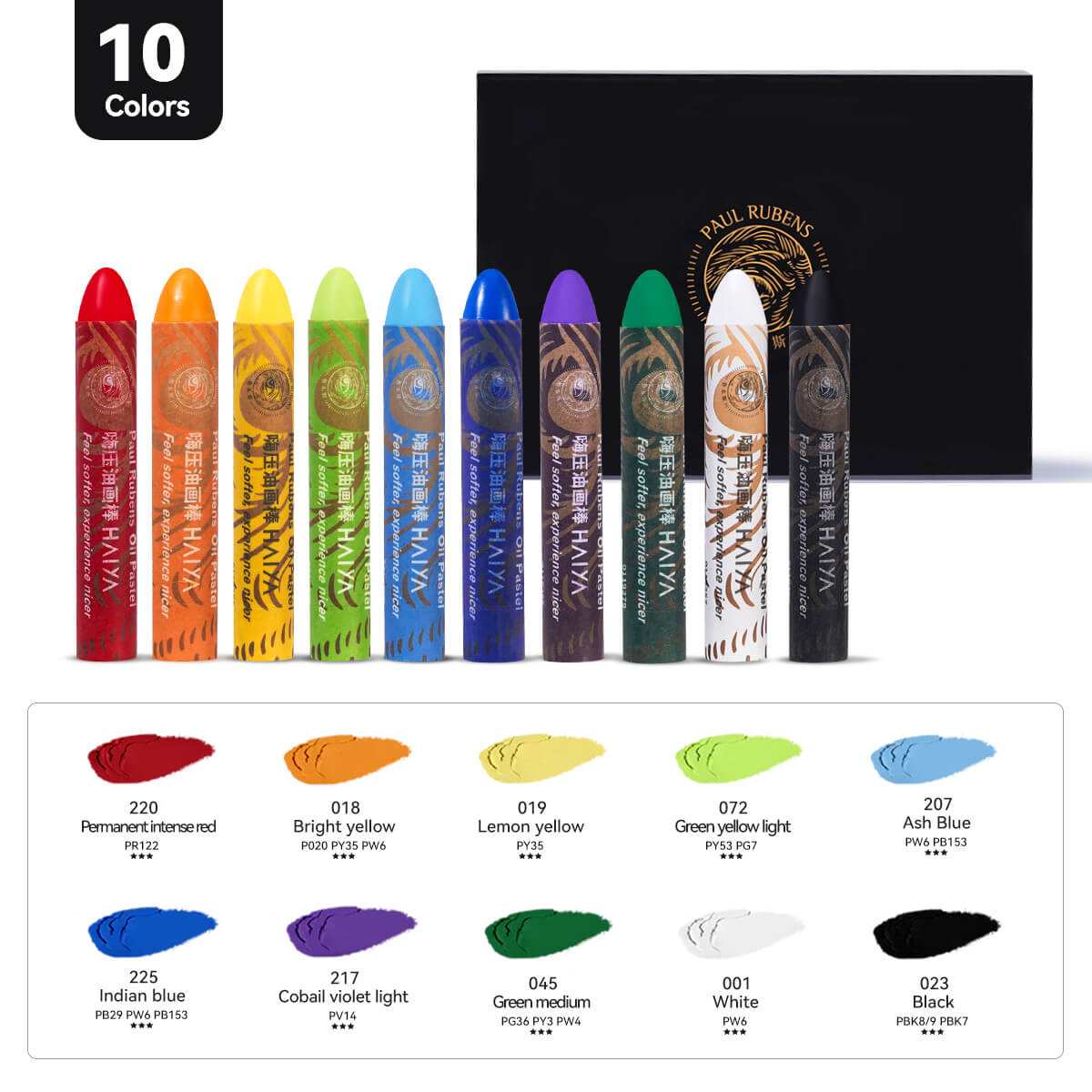 Paul Rubens HAIYA Oil Pastels Set 8 Pcs - 10 Colors