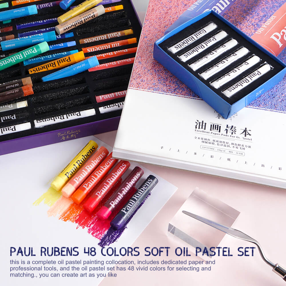 Paul Rubens Oil Pastels Set & Oil Pastel Book, Palette Knives