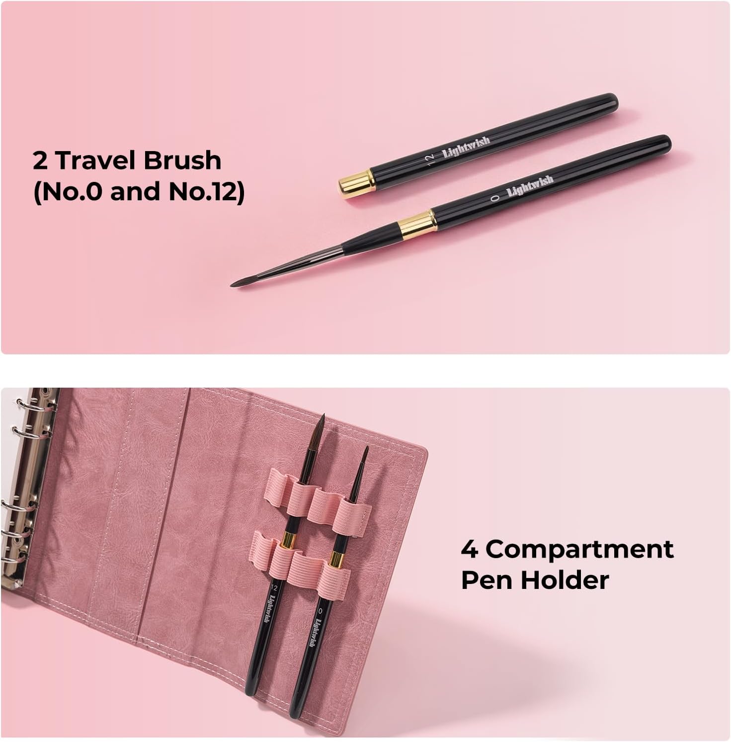 Lightwish Travel Watercolor Sketchbook Set - 100% Cotton Cold Press 6.7x3.9 Inch Binder Art Journal with 36-Well Ceramic Paint Palette & 2 Travel Watercolor Brushes for Artists Outdoor Painting
