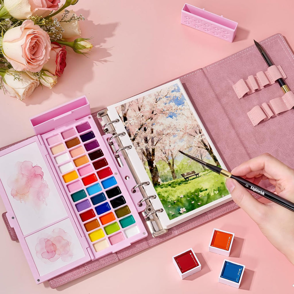 Lightwish Travel Watercolor Sketchbook Set - 100% Cotton Cold Press 6.